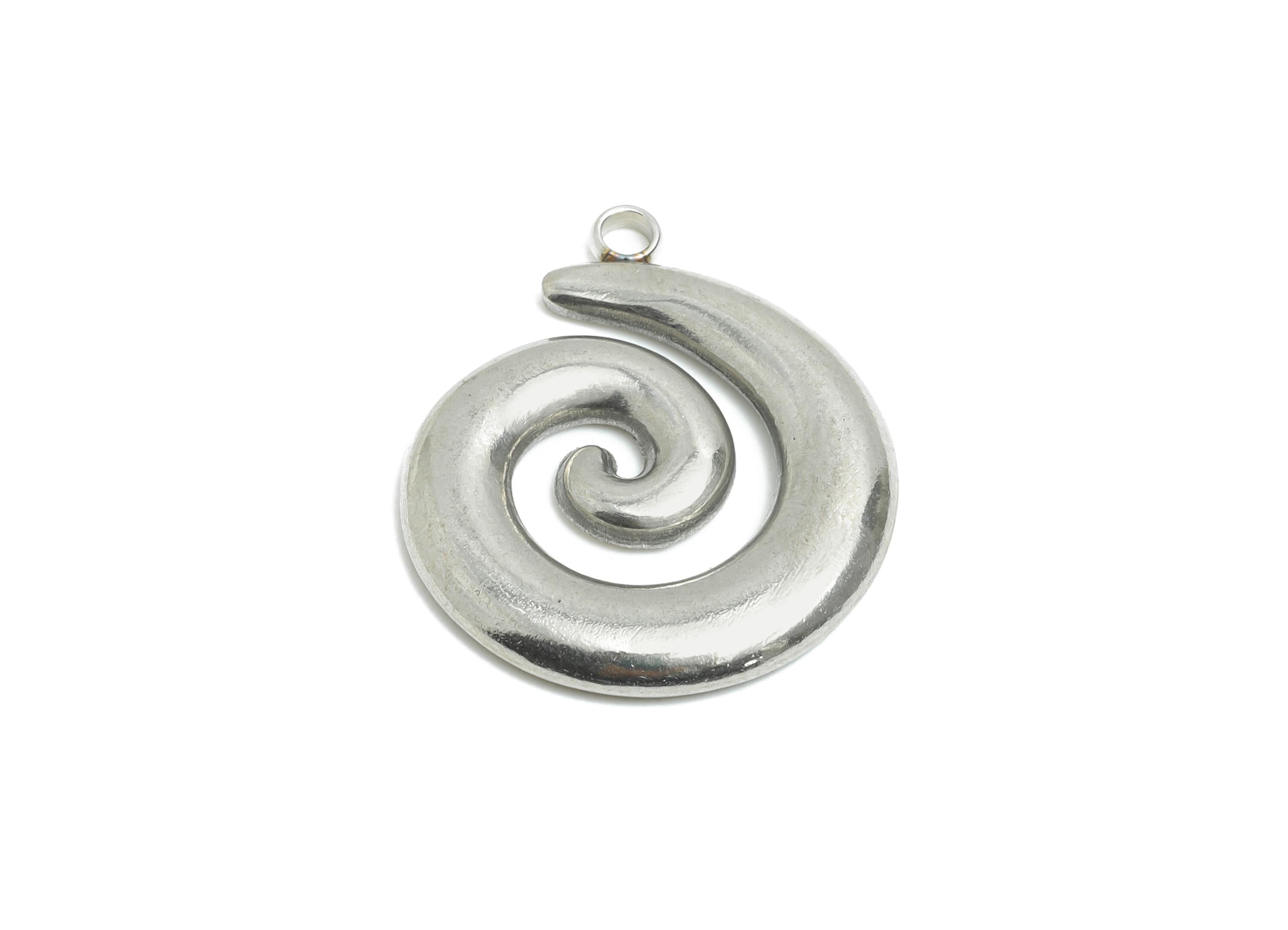 Stainless Steel Snail Charms - Steel Minimalist Swirl Jewelry - Bohemian Abstract Spiral Pendant - Steel Jewelry - 22.4x18.8x2.3mm - SS2540 - DOMEDBAZAAR