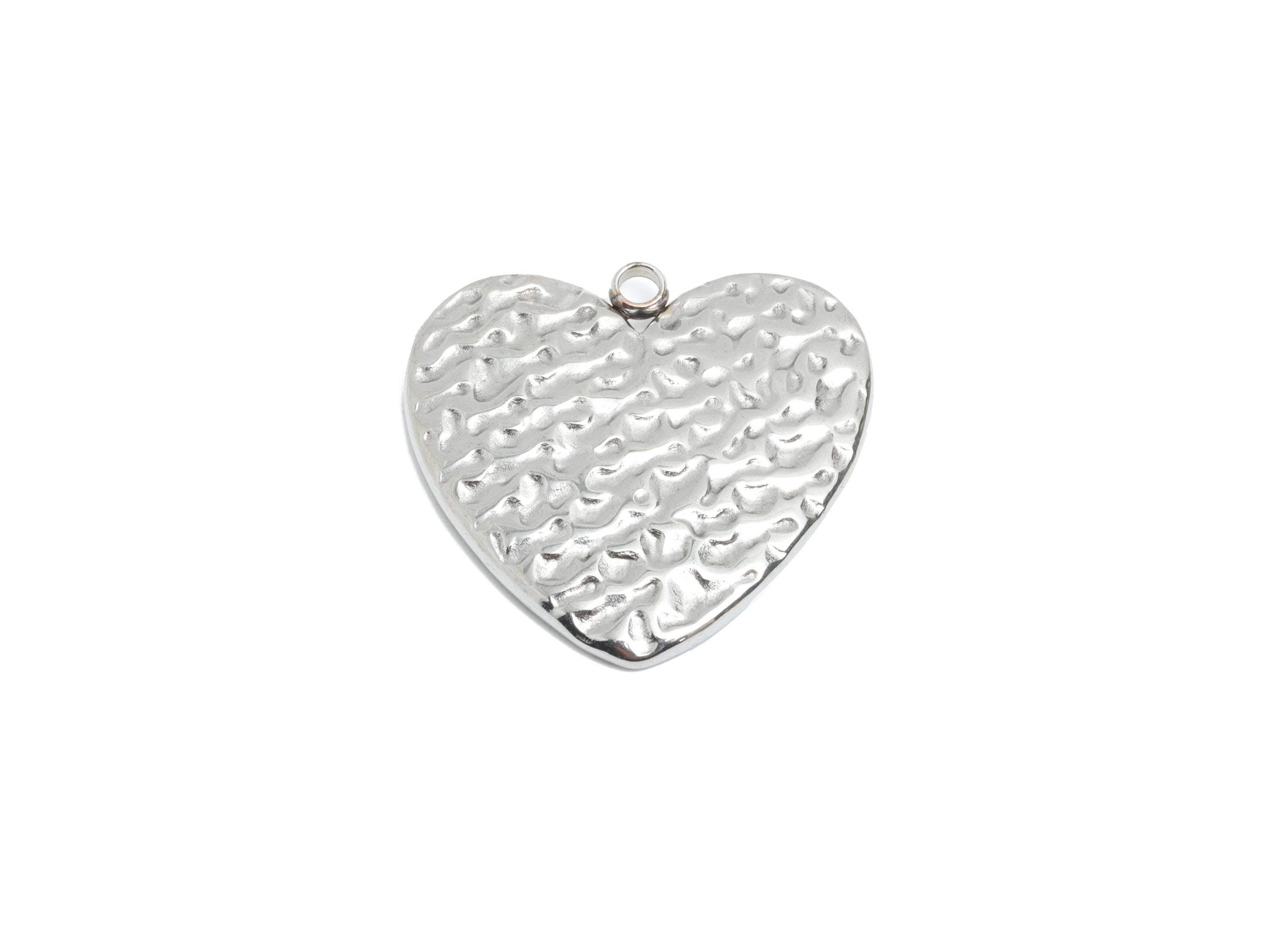 Stainless Steel Heart Charms - Textured Heart Pendant - Modern Heart Jewelry Piece - Abstract Heart Shape Jewelry - 22x22.16x2.46mm - SS2542 - DOMEDBAZAAR