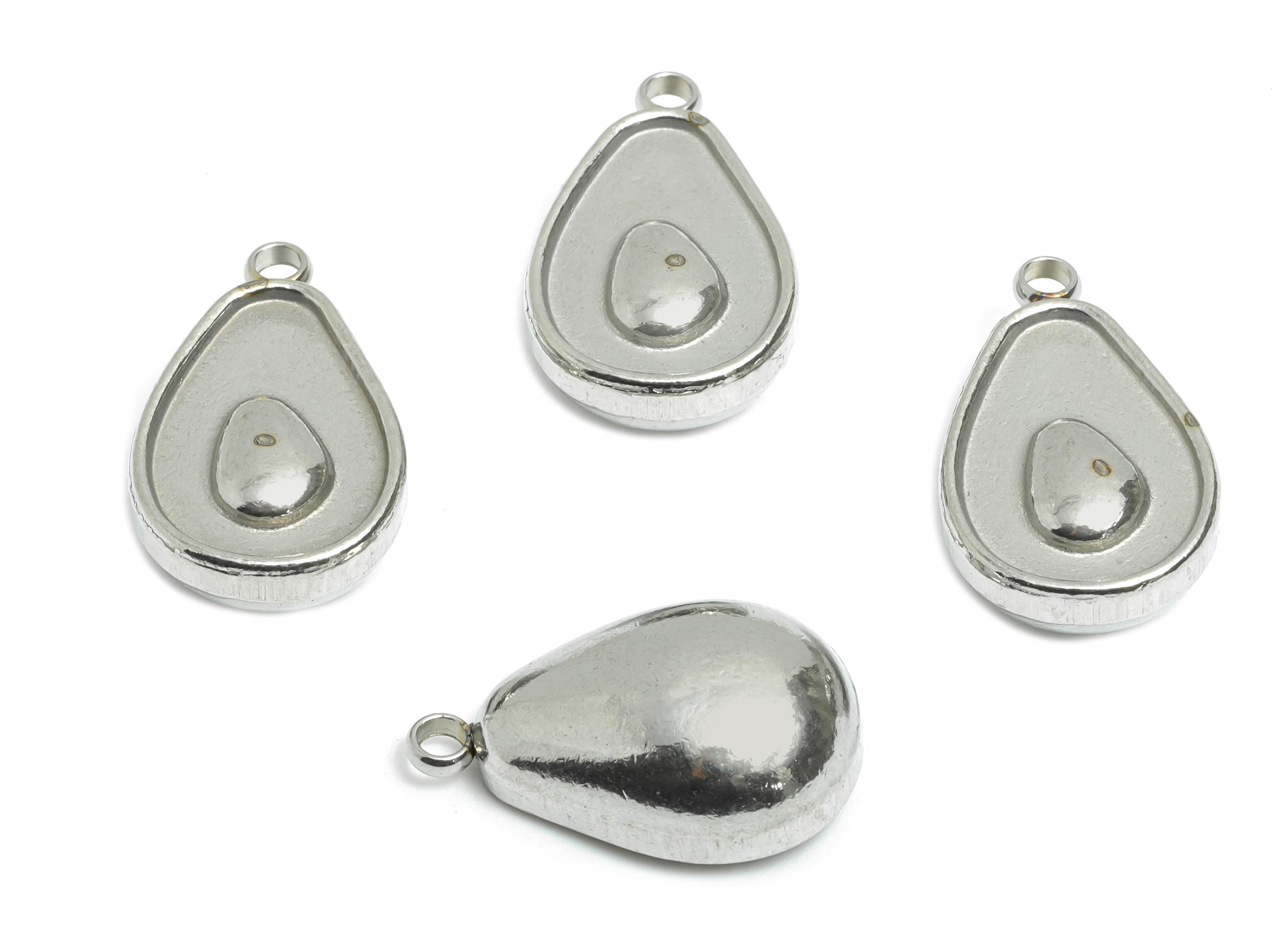 Stainless Steel Avocado Charm - Steel Sleek Fruit Pendant - Minimalist Avocado Jewelry Accessory - Steel Finding - 18.6x11.5x6.73mm - SS2569 - DOMEDBAZAAR