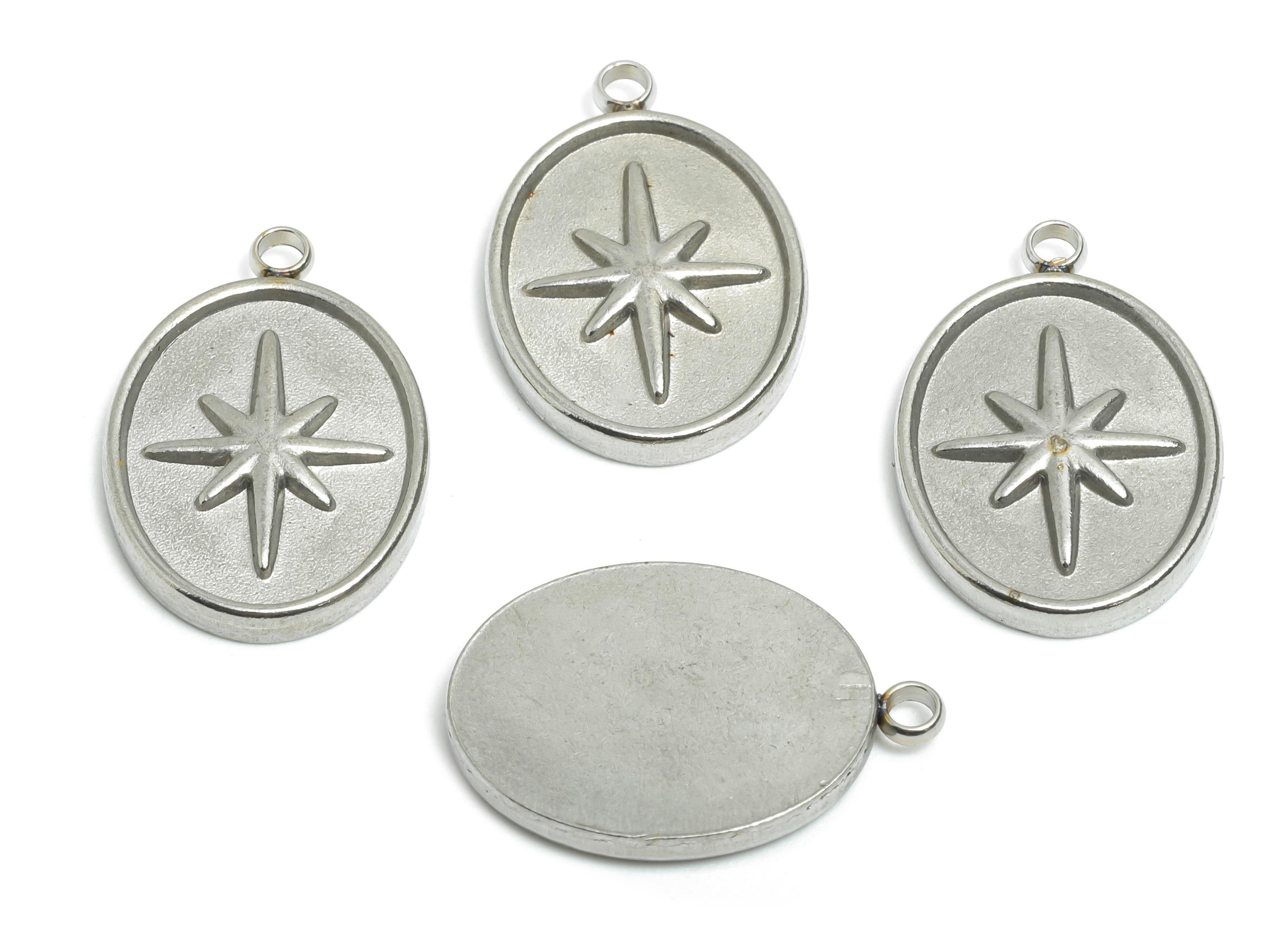 Stainless Steel Star Pendant - Steel Modern Vintage Looking Pendant - Geometry North Star Charm - Stainless Steel Jewelry - 20x14x2mm-SS2554 - DOMEDBAZAAR