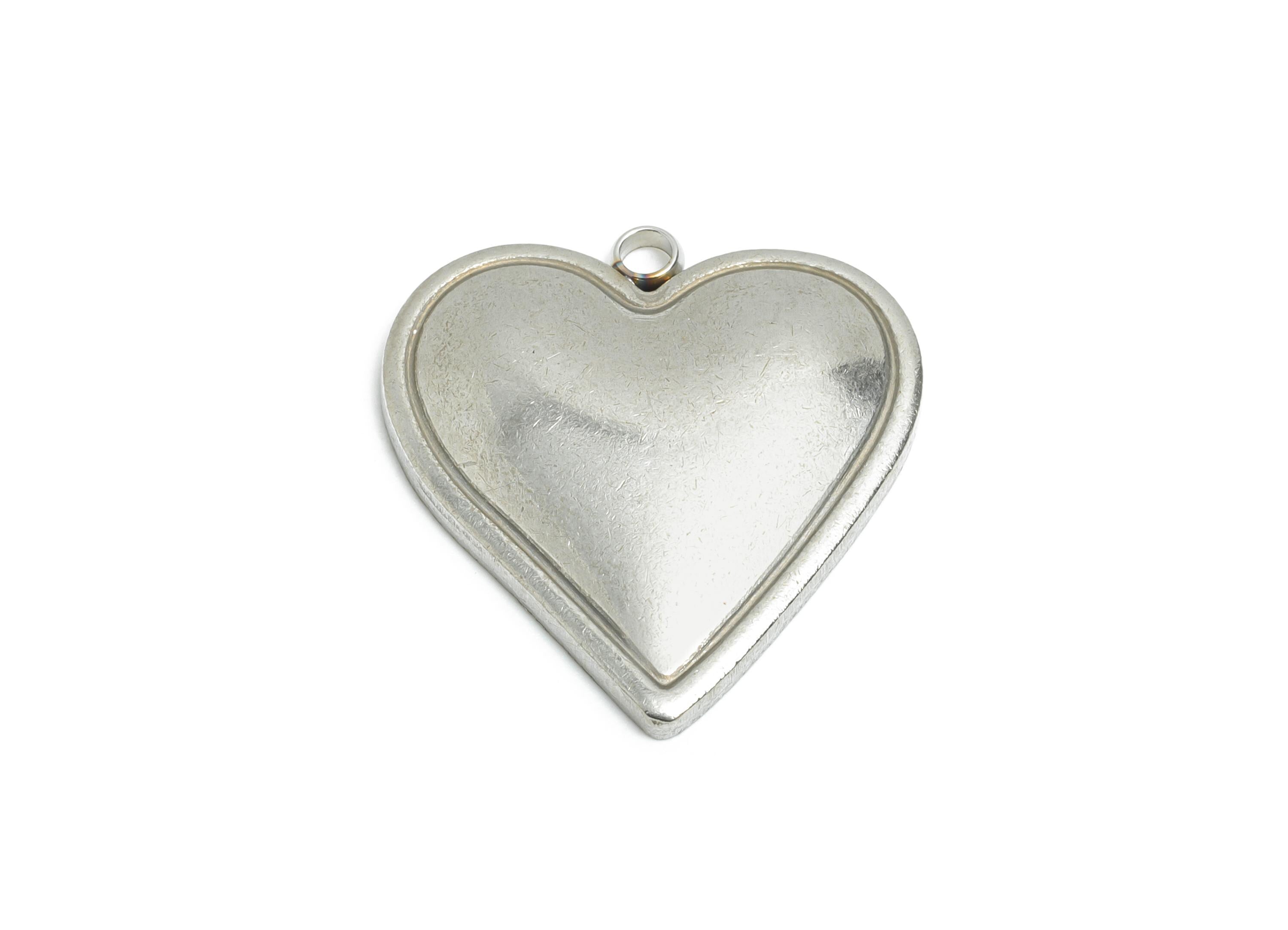 Stainless Steel Heart Charms - Sleek Heart Pendant - Modern Heart Jewelry Piece - Vintage Heart Shape Jewelry DIY - 22.32x20.3x3mm - SS2547 - DOMEDBAZAAR