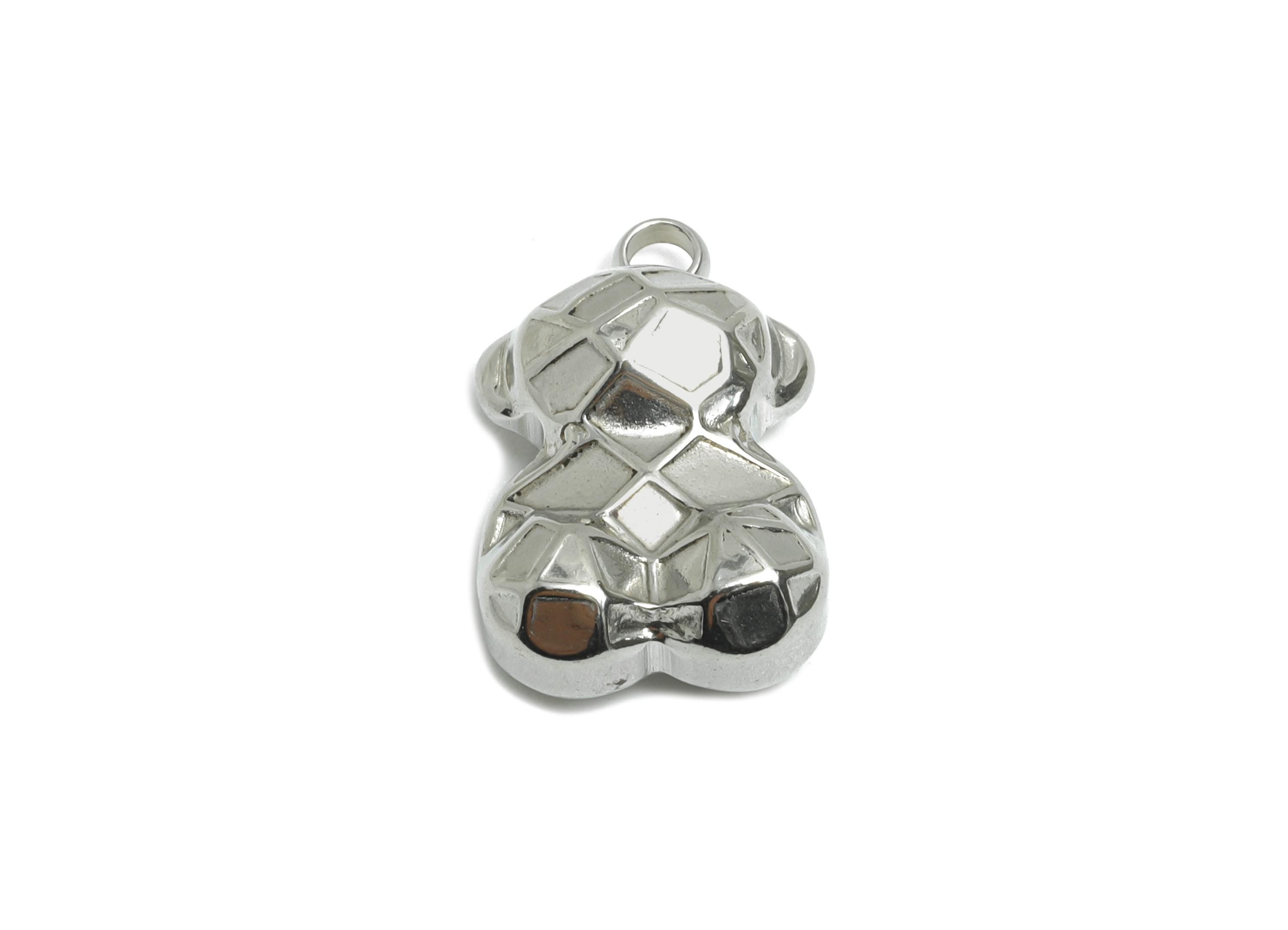 Stainless Steel Bear Pendant - Faceted Solid Bear Charm - Geometry Cute Bear Charm - Modern Stainless Steel Jewelry - 16.14x10x5mm - SS2555 - DOMEDBAZAAR