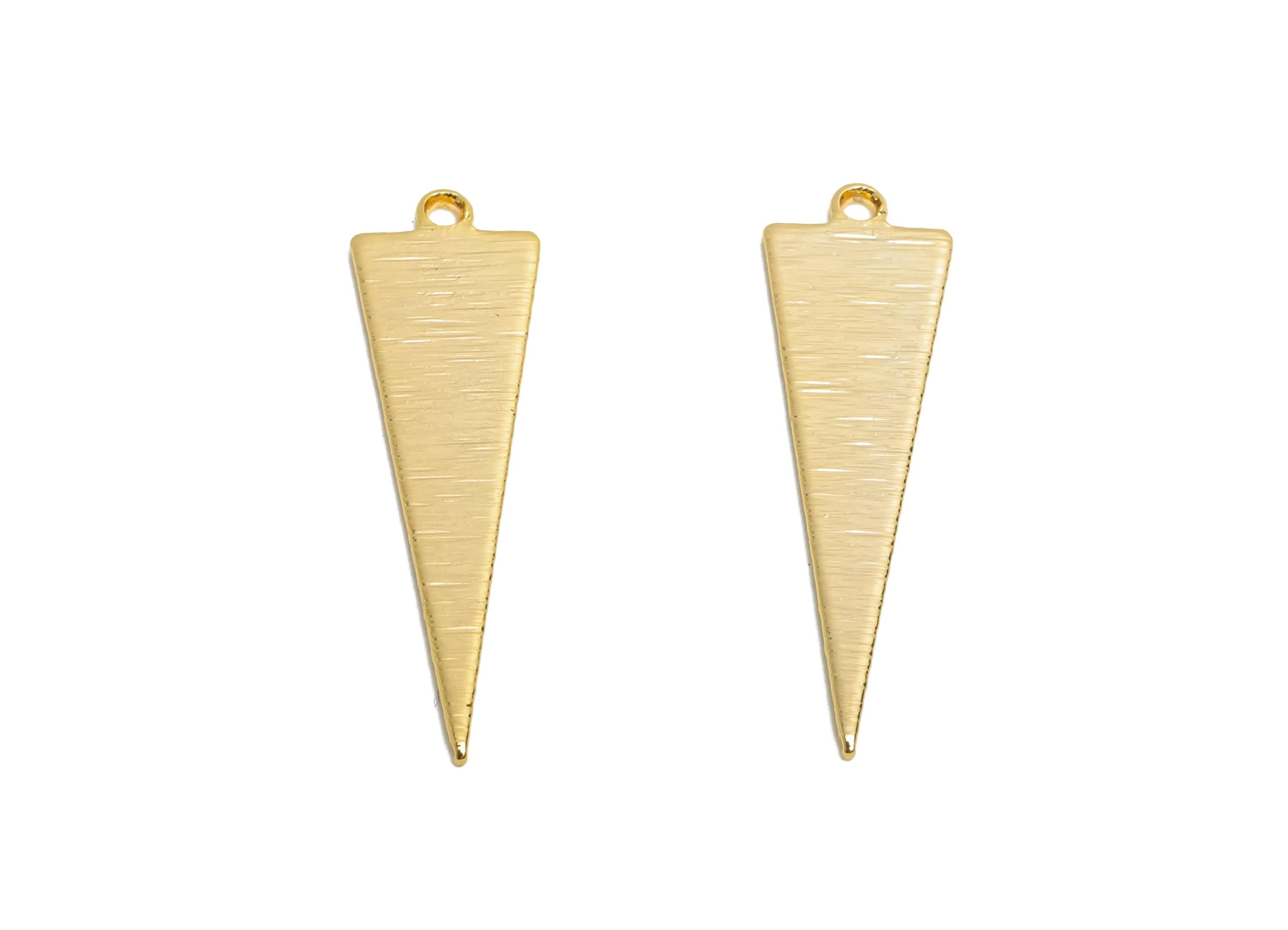 Brass Triangle Earring Charm - Brass Geometry Textured Charm - Textured Triangle For DIY Jewelry - 18k Real Gold Plated - 21x11x4mm-RGP10015 - DOMEDBAZAAR