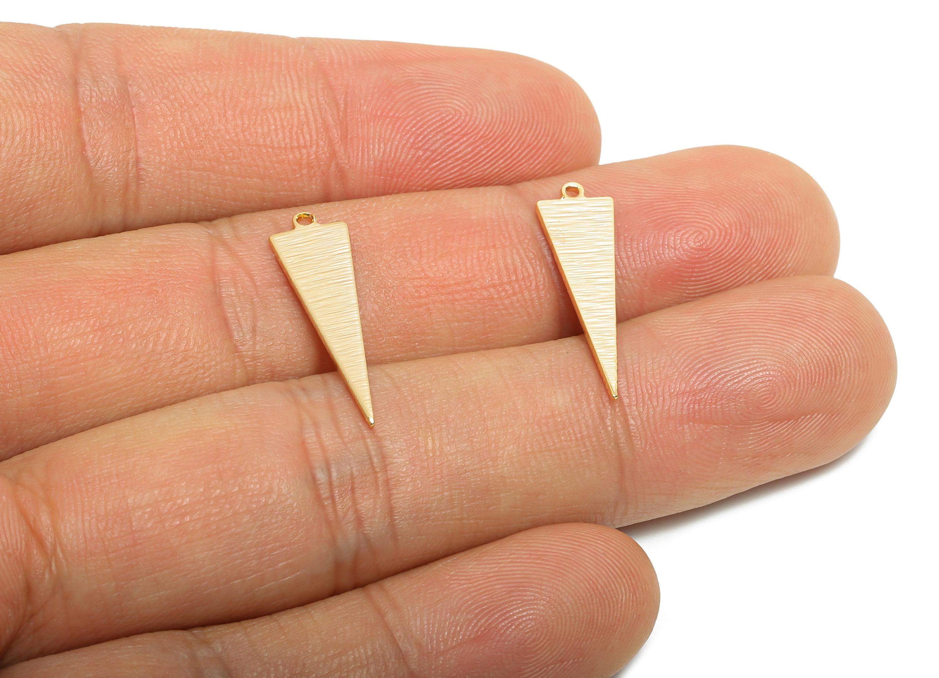 Brass Triangle Earring Charm - Brass Geometry Textured Charm - Textured Triangle For DIY Jewelry - 18k Real Gold Plated - 21x11x4mm-RGP10015 - DOMEDBAZAAR