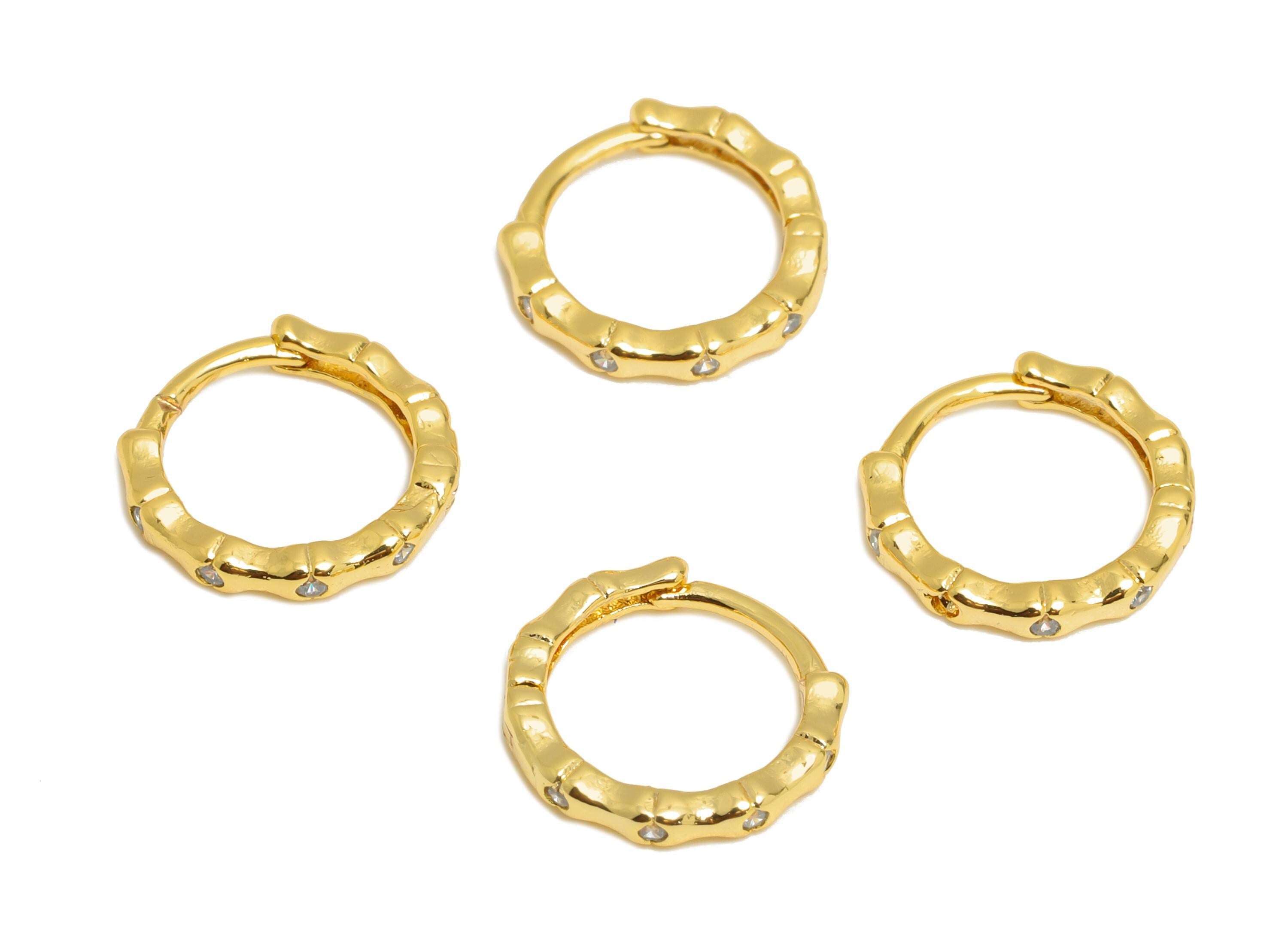 Brass Huggie Hoop Earring - Brass Textured Earring - Huggie Hoop Clasp - Everyday Wear - 18K Real Gold Plated - 9.53x9.3x1.54mm - RGP10917 - DOMEDBAZAAR