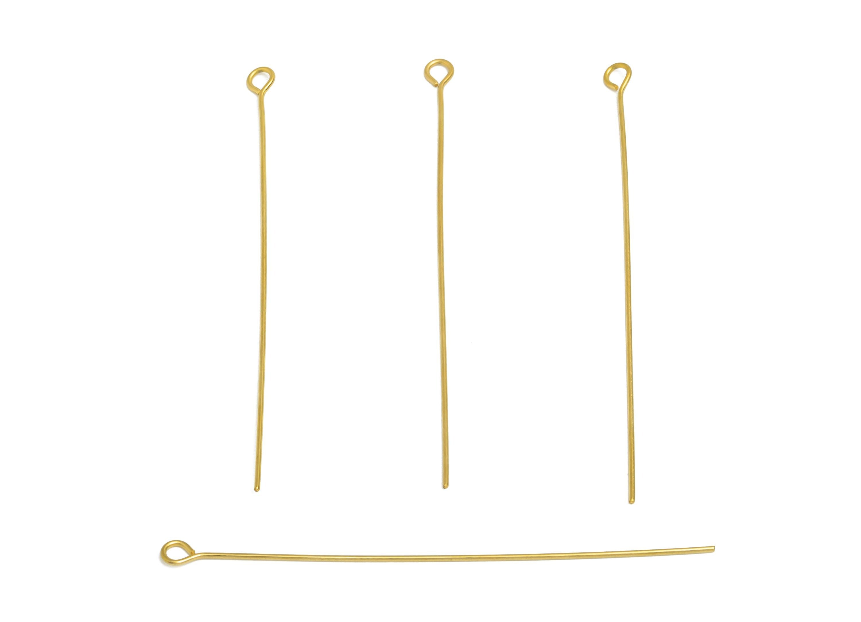 0.7*60mm Steel Eye Pin - Beading Eye Pins for Jewelry - Bulk Eye Beading Supplies for Handmade Jewelry - 18K Real Vacuum Plating -SS2131-60G - DOMEDBAZAAR