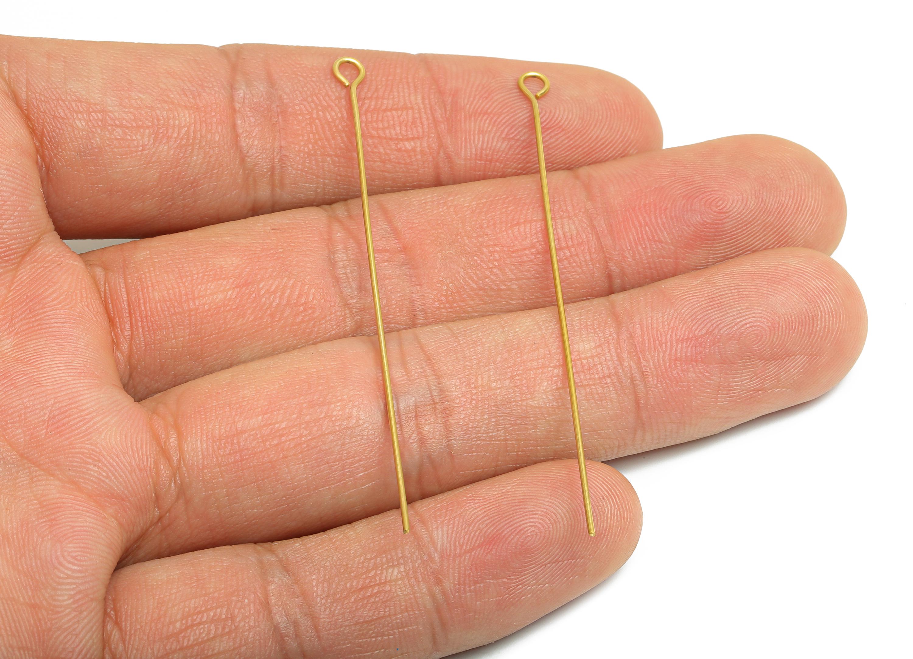 0.7*60mm Steel Eye Pin - Beading Eye Pins for Jewelry - Bulk Eye Beading Supplies for Handmade Jewelry - 18K Real Vacuum Plating -SS2131-60G - DOMEDBAZAAR
