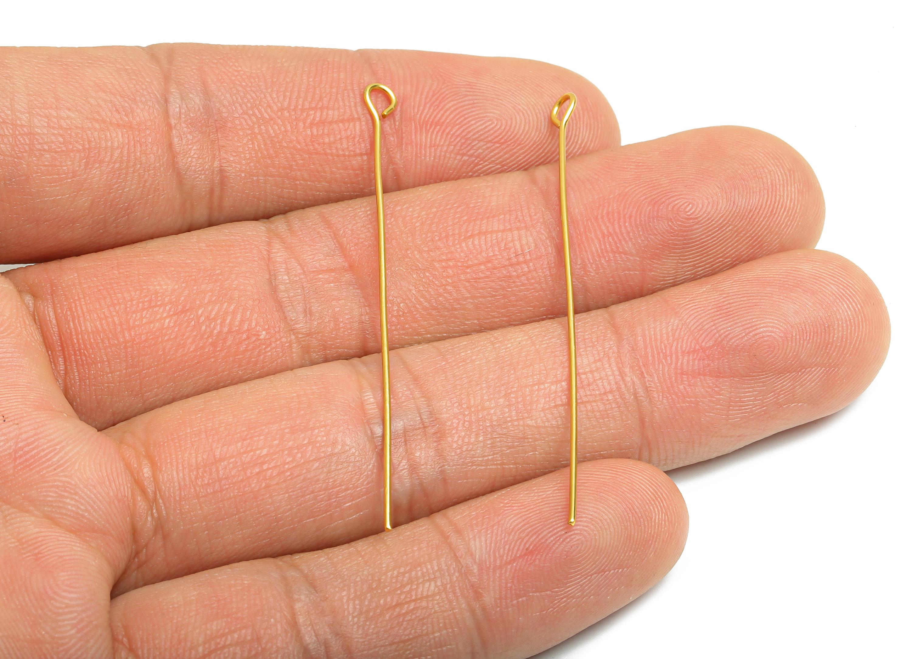 0.7*50mm Steel Eye Pin - Beading Eye Pins for Jewelry - Bulk Eye Beading Supplies for Handmade Jewelry - 18K Real Vacuum Plating -SS2131-50G - DOMEDBAZAAR