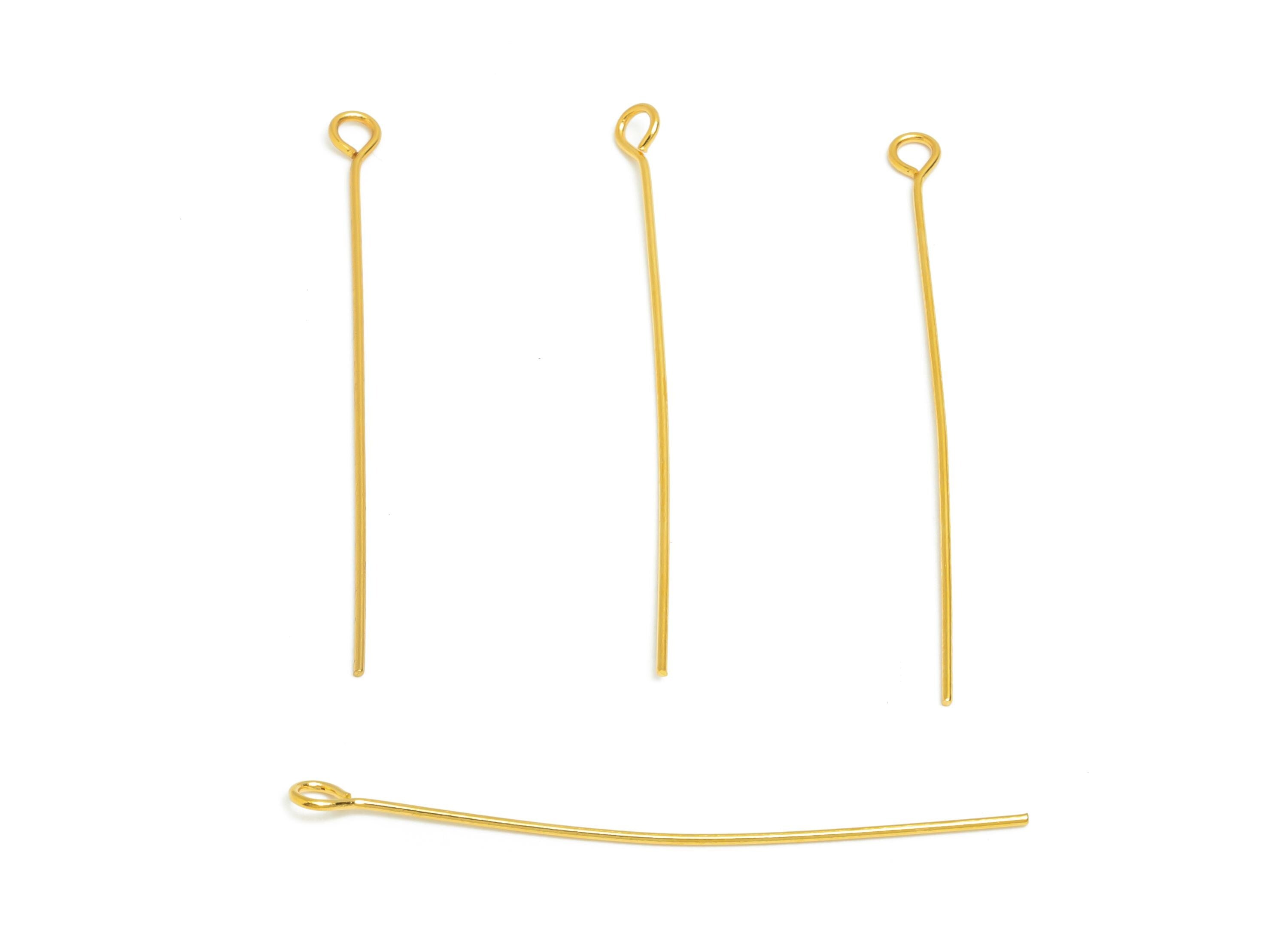 0.7*45mm Steel Eye Pin - Beading Eye Pins for Jewelry - Bulk Eye Beading Supplies for Handmade Jewelry - 18K Real Vacuum Plating -SS2131-45G - DOMEDBAZAAR