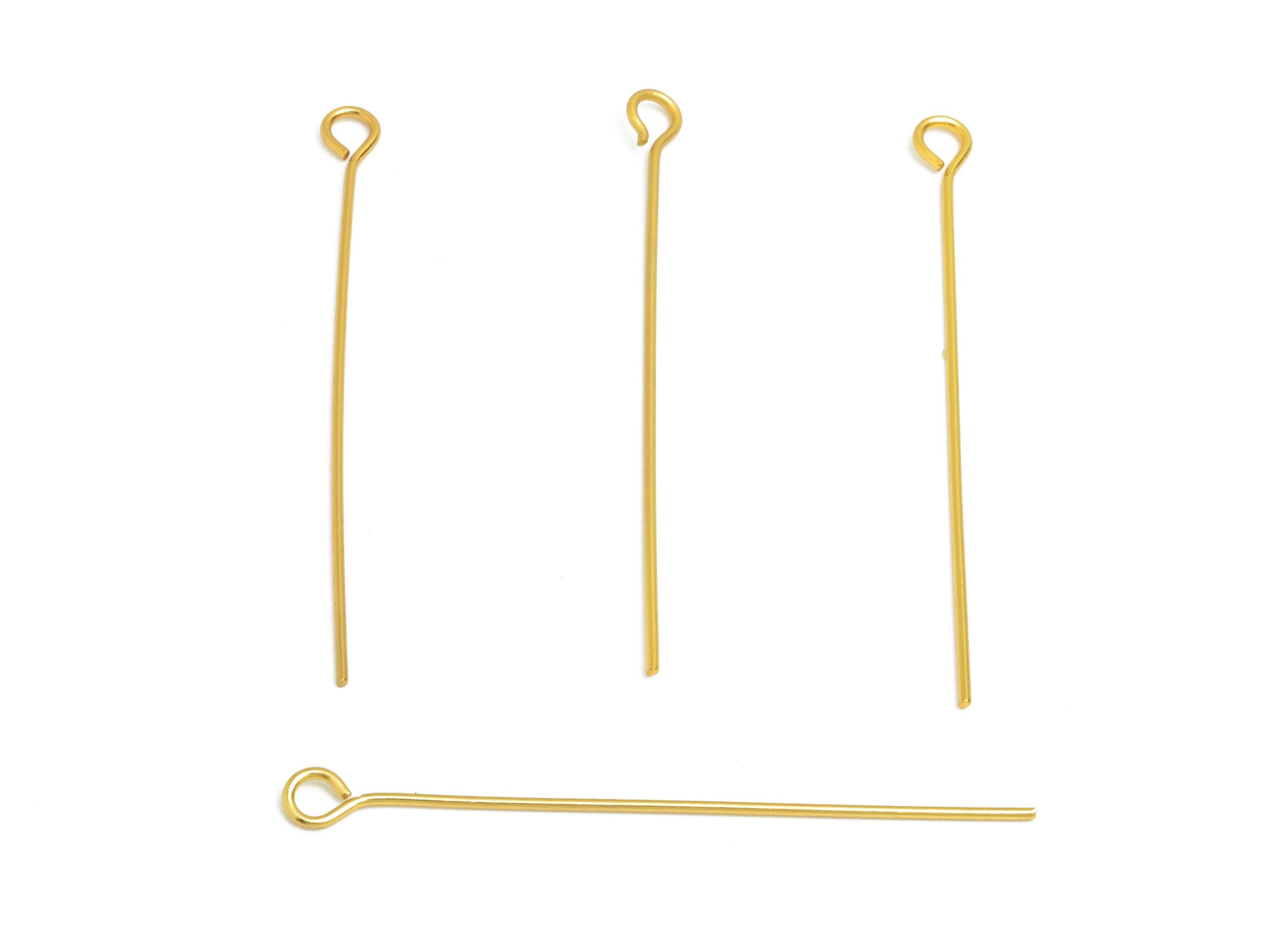 0.7*40mm Steel Eye Pin - Beading Eye Pins for Jewelry - Bulk Eye Beading Supplies for Handmade Jewelry - 18K Real Vacuum Plating -SS2131-40G - DOMEDBAZAAR