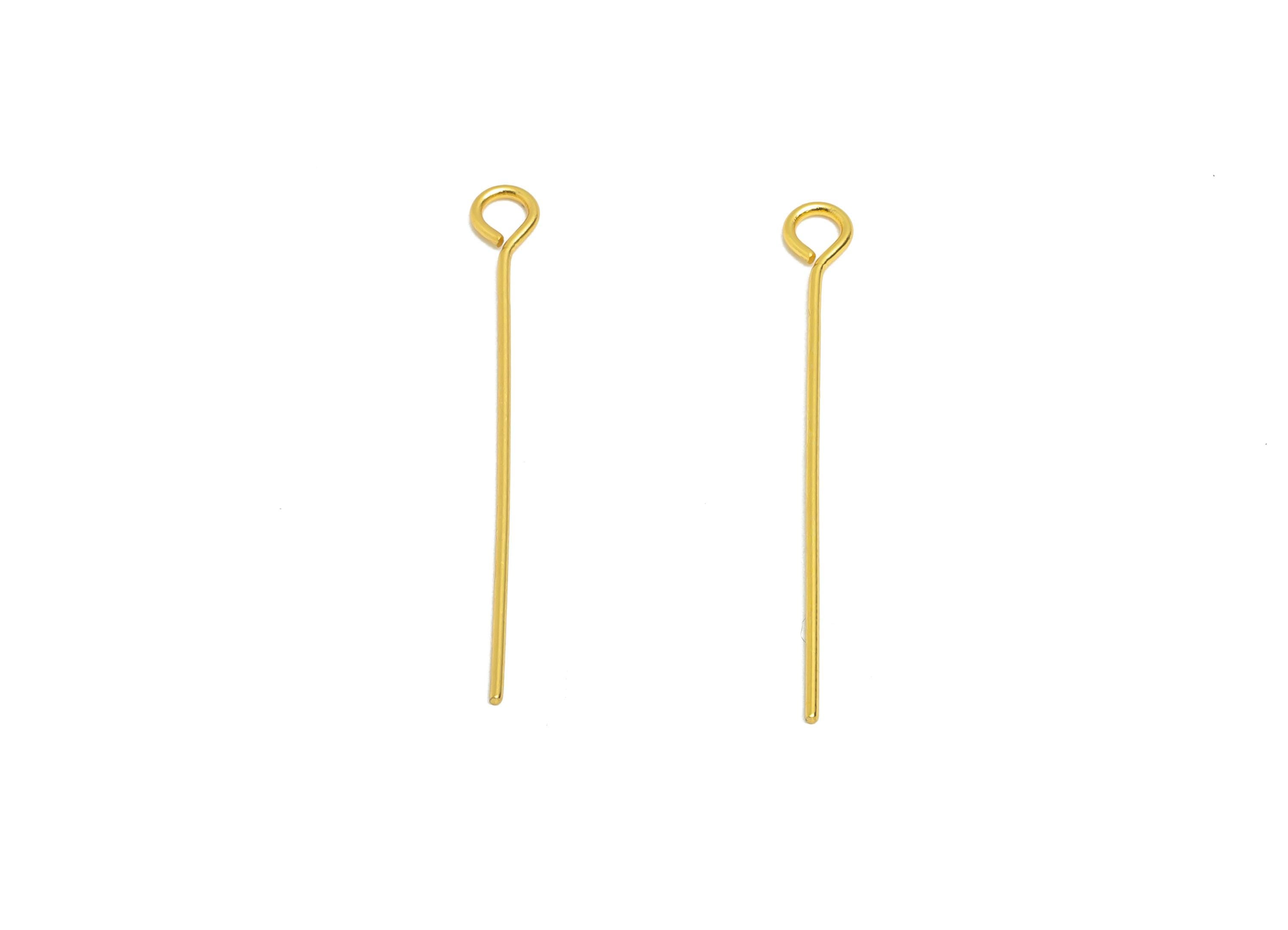 0.7*30mm Steel Eye Pin - Beading Eye Pins for Jewelry - Bulk Eye Beading Supplies for Handmade Jewelry - 18K Real Vacuum Plating -SS2131-30G - DOMEDBAZAAR