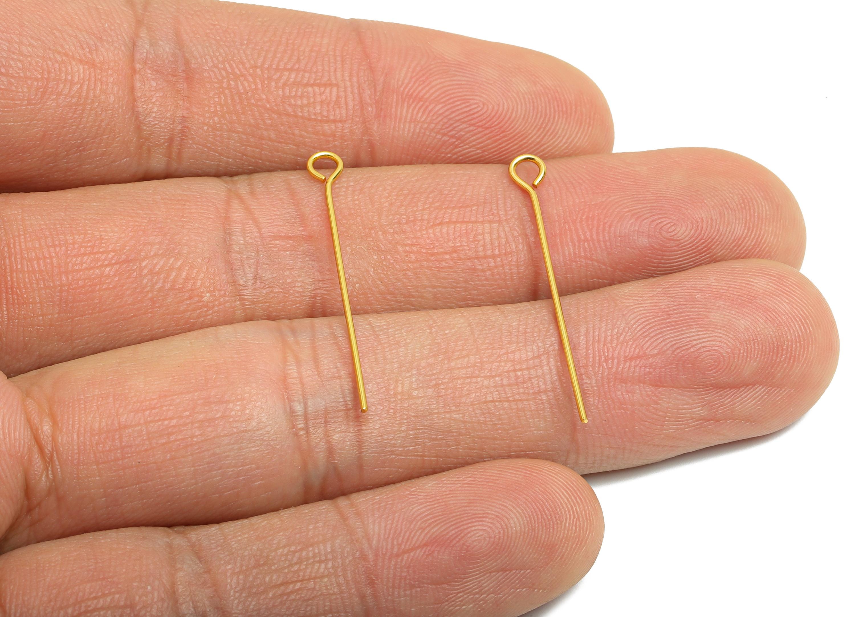 0.7*30mm Steel Eye Pin - Beading Eye Pins for Jewelry - Bulk Eye Beading Supplies for Handmade Jewelry - 18K Real Vacuum Plating -SS2131-30G - DOMEDBAZAAR