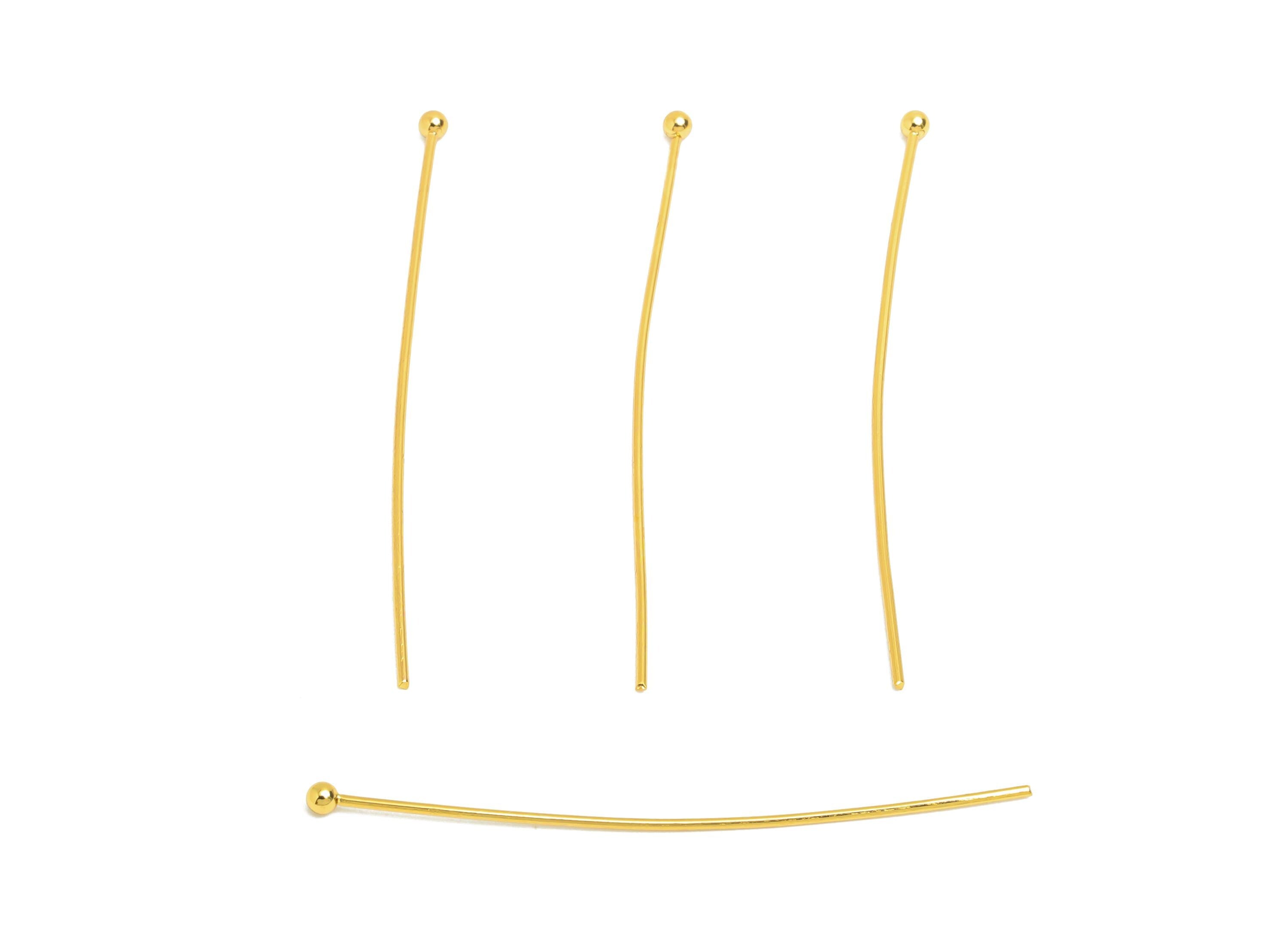 0.7*45mm Steel Ball Head Pin - Ball Head Pin Crafting & Beading Headpin - Ball Head Pins for Jewelry - 18K Real Vacuum Plating - SS2132-45G - DOMEDBAZAAR
