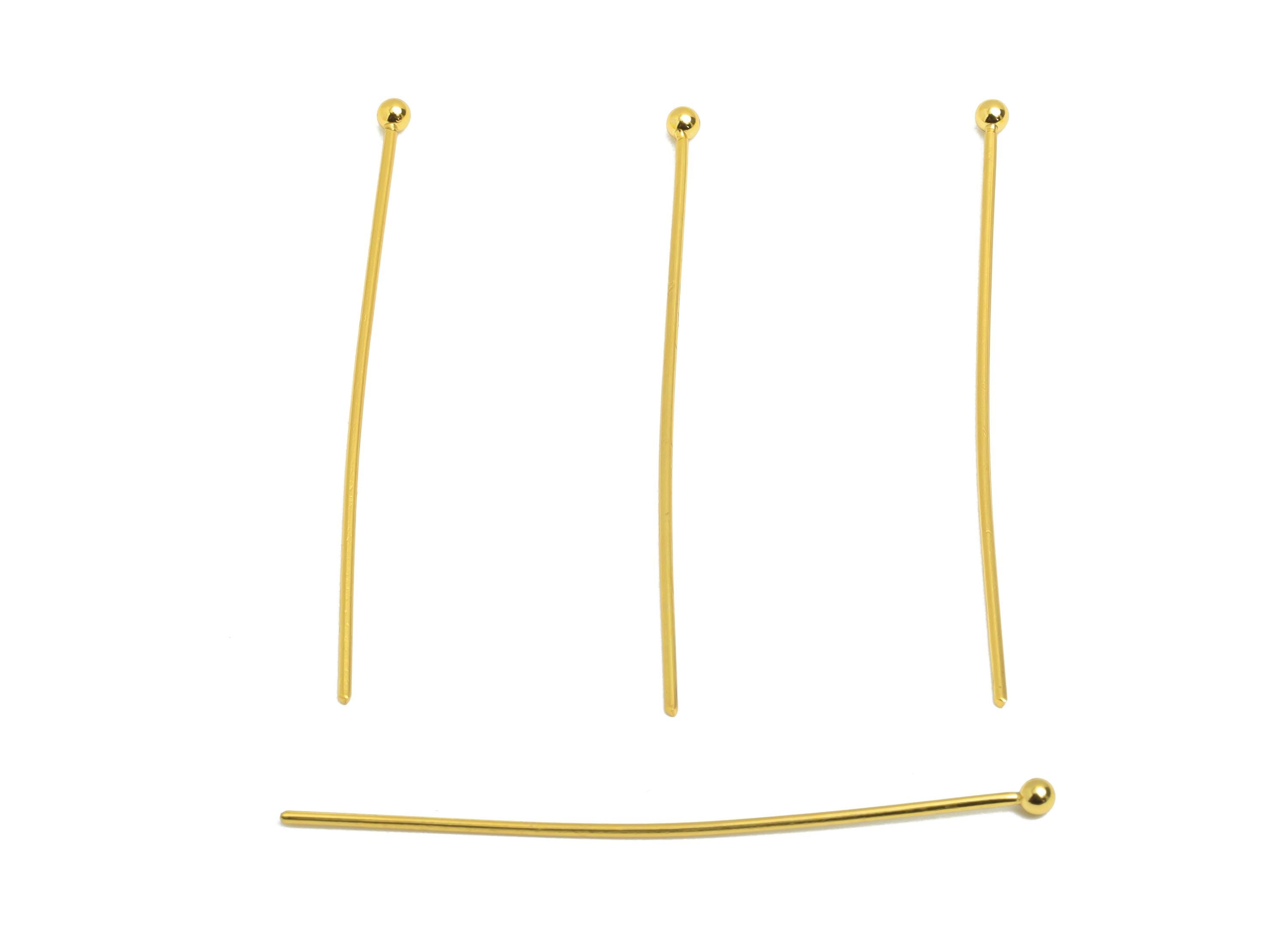 0.7*40mm Steel Ball Head Pin - Ball Head Pin Crafting & Beading Headpin - Ball Head Pins for Jewelry - 18K Real Vacuum Plating - SS2132-40G - DOMEDBAZAAR