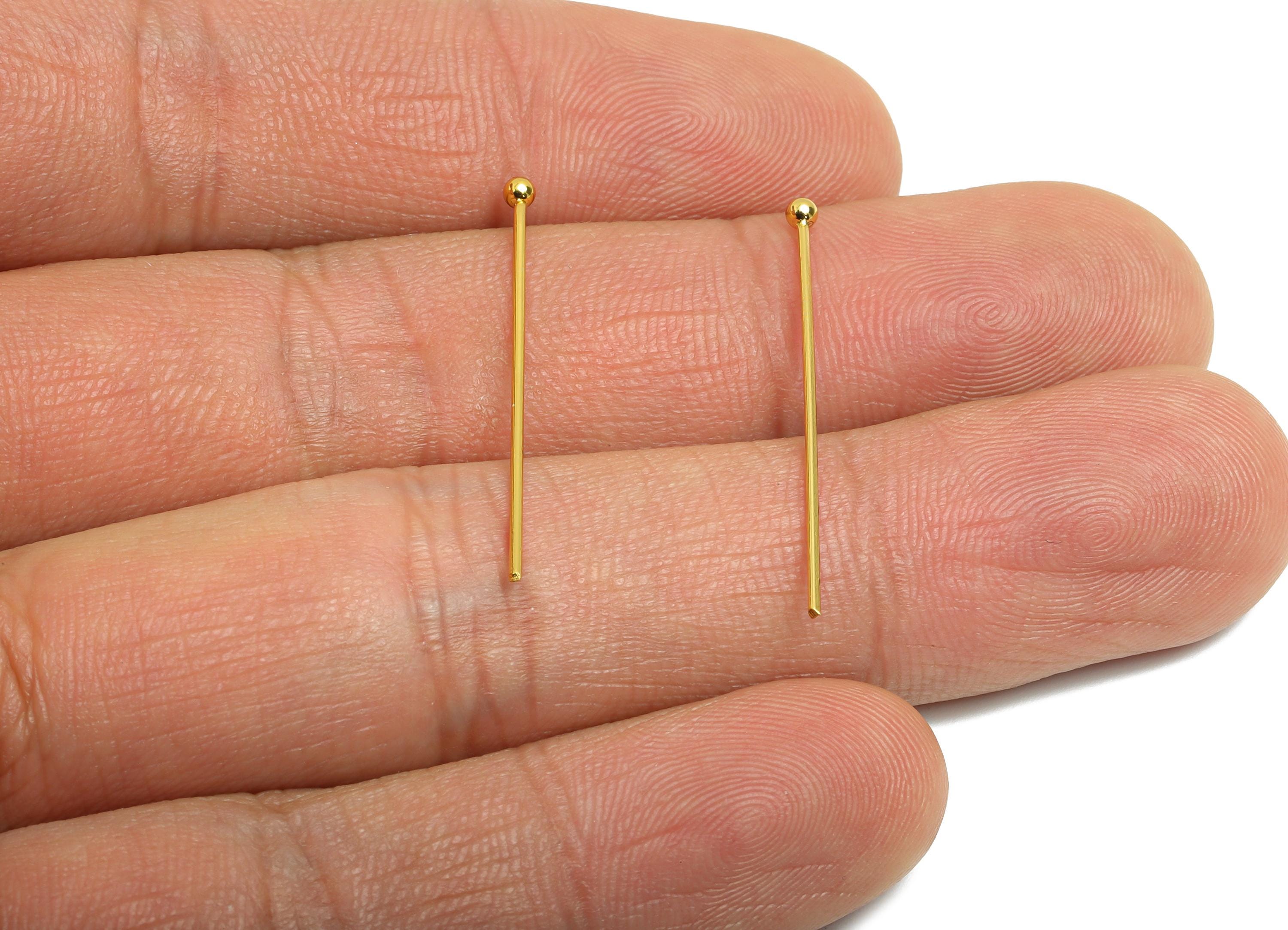 0.7*30mm Steel Ball Head Pin - Ball Head Pin Crafting & Beading Headpin - Ball Head Pins for Jewelry - 18K Real Vacuum Plating - SS2132-30G - DOMEDBAZAAR
