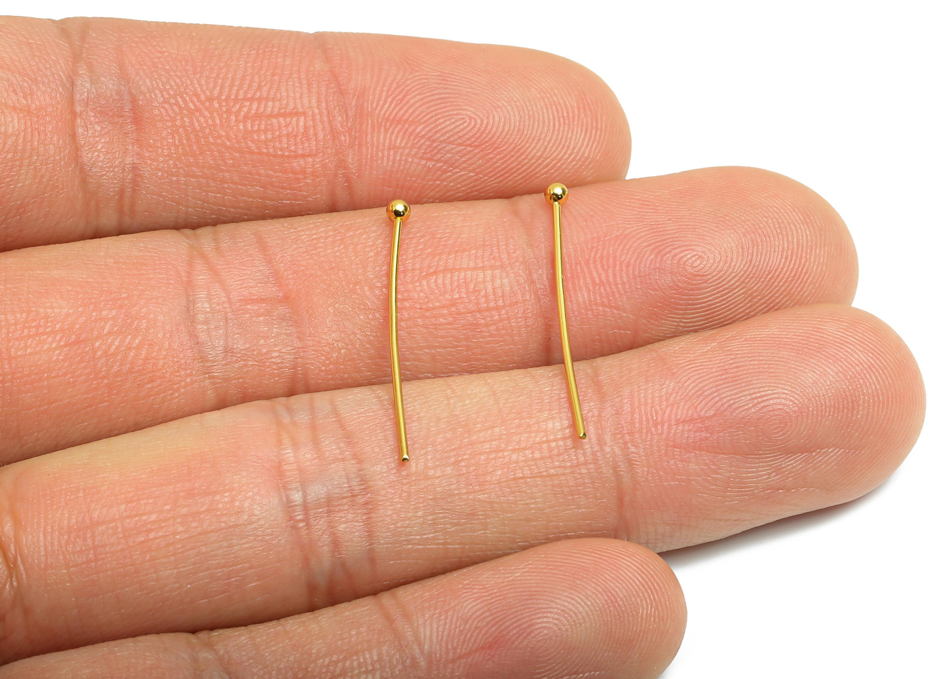 0.7*25mm Steel Ball Head Pin - Ball Head Pin Crafting & Beading Headpin - Ball Head Pins for Jewelry - 18K Real Vacuum Plating - SS2132-25G - DOMEDBAZAAR