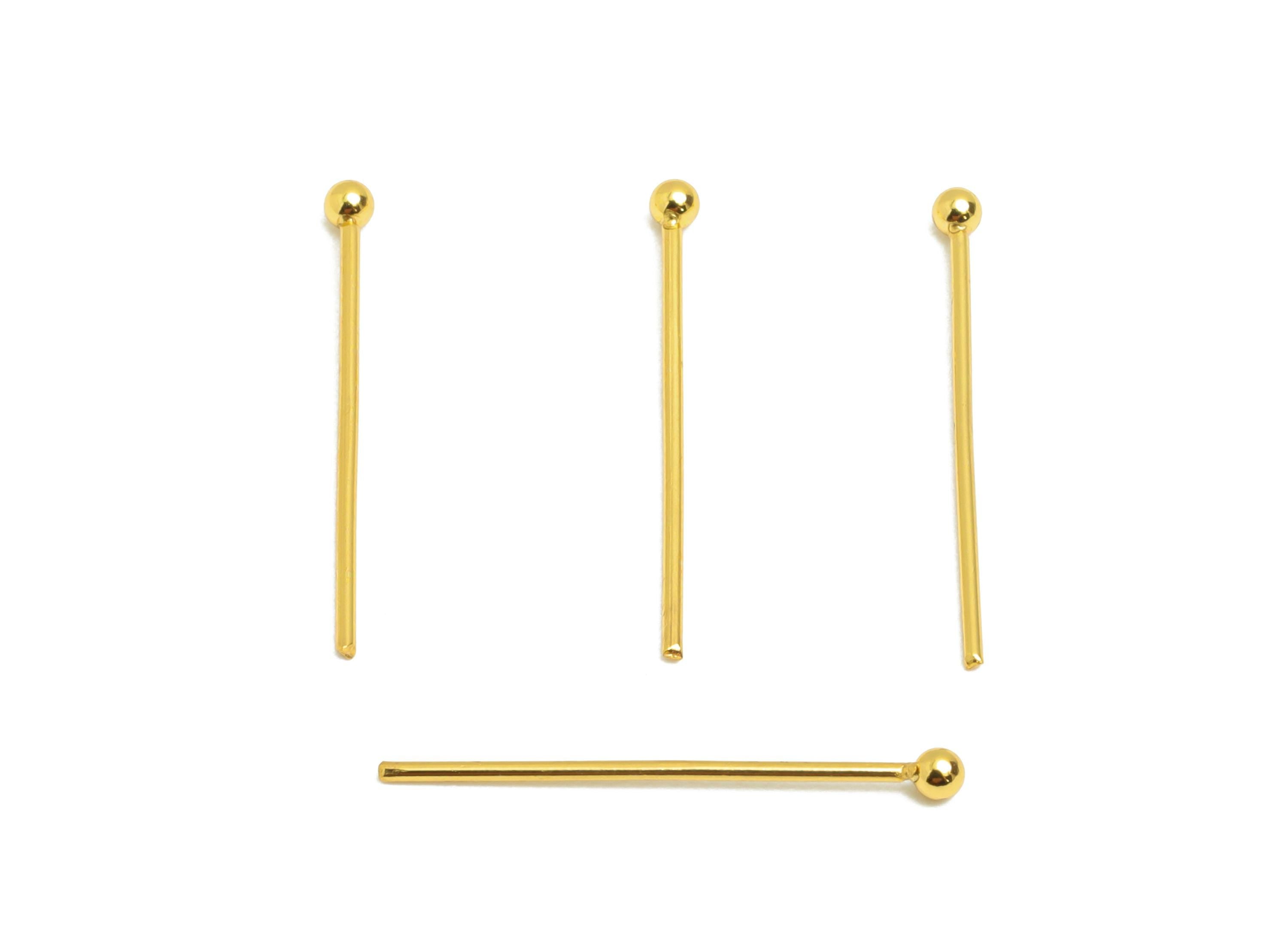 0.7*20mm Steel Ball Head Pin - Ball Head Pin Crafting & Beading Headpin - Ball Head Pins for Jewelry - 18K Real Vacuum Plating -SS2132-20G - DOMEDBAZAAR