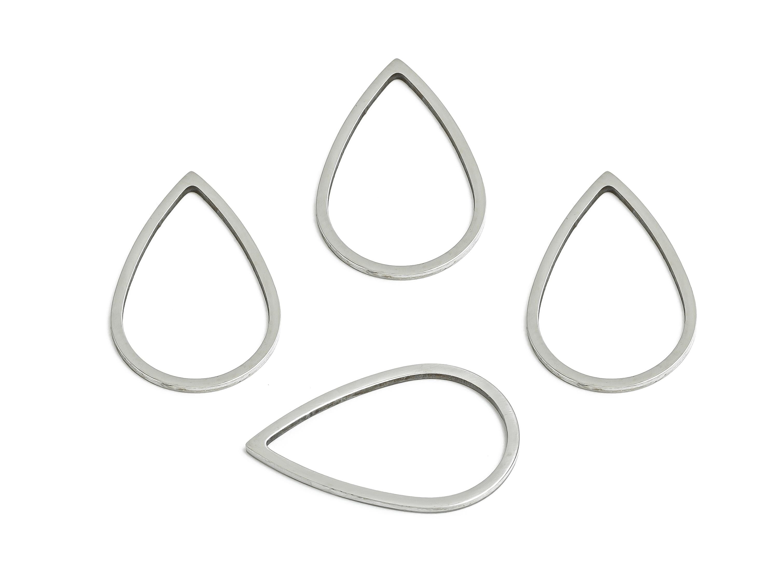 Steel Teardrop Charm - Stainless Steel Teardrop Connector - Teardrop Frame Link for Earrings - DIY Earrings Metal Frame - 19x12x0.8mm-SS2698 - DOMEDBAZAAR