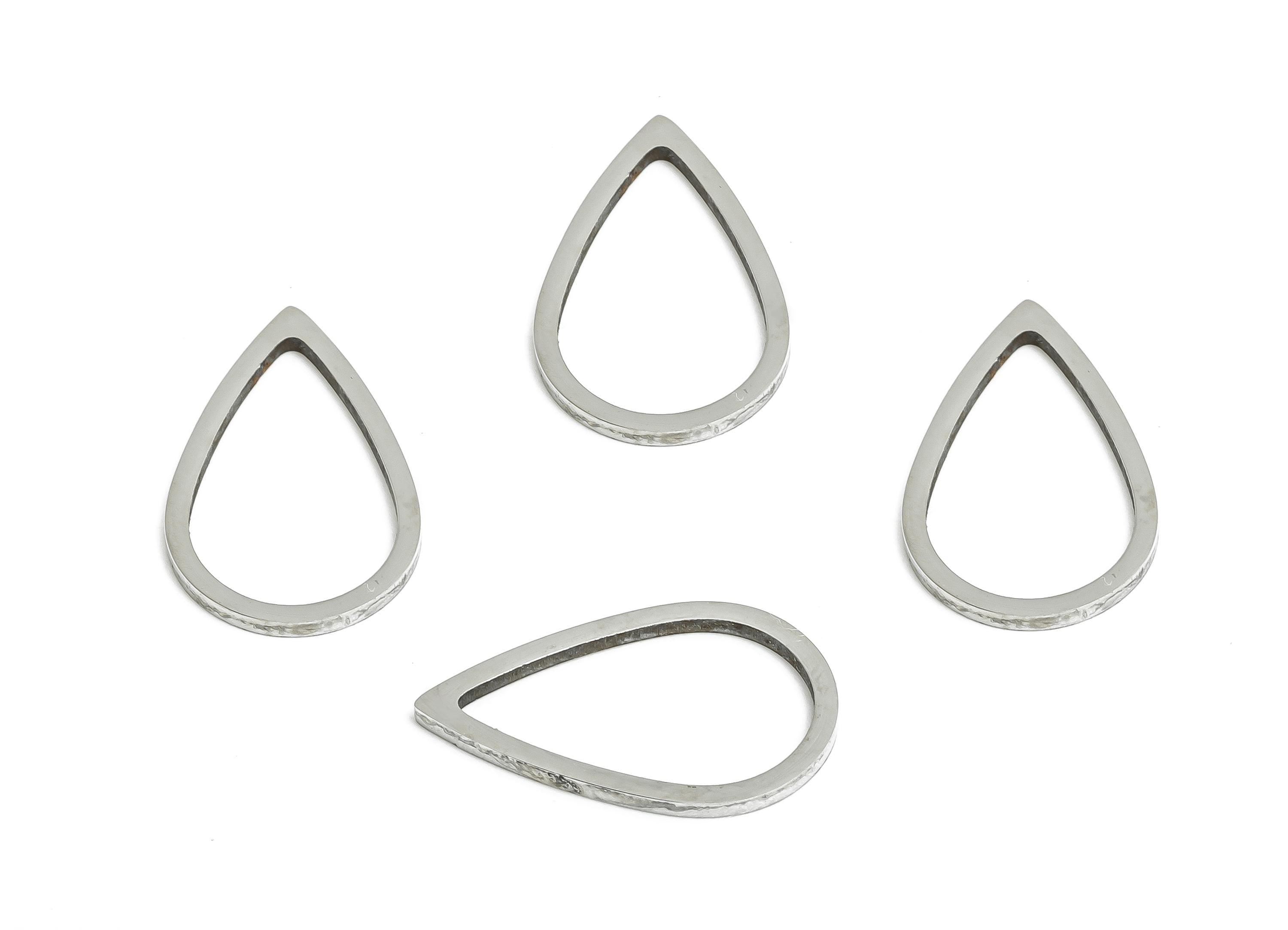 Steel Teardrop Charm - Stainless Steel Teardrop Connector - Teardrop Frame Link for Earrings - DIY Earrings Metal Frame - 13x9x0.8mm-SS2699 - DOMEDBAZAAR