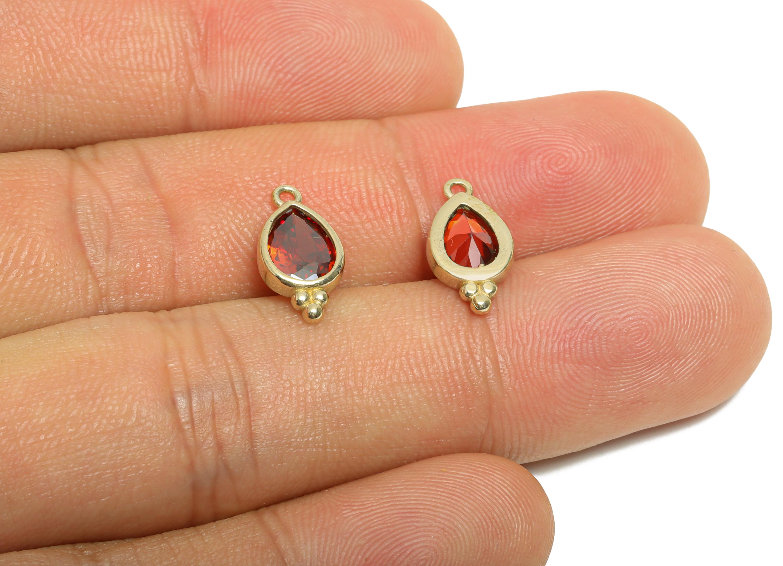 Sparkling Teardrop Zircon Charms - Dainty Raw Brass Necklace Pendant - Elegant Jewelry Findings - Crafting Making - 14x7x3mm - PP11433 - DOMEDBAZAAR