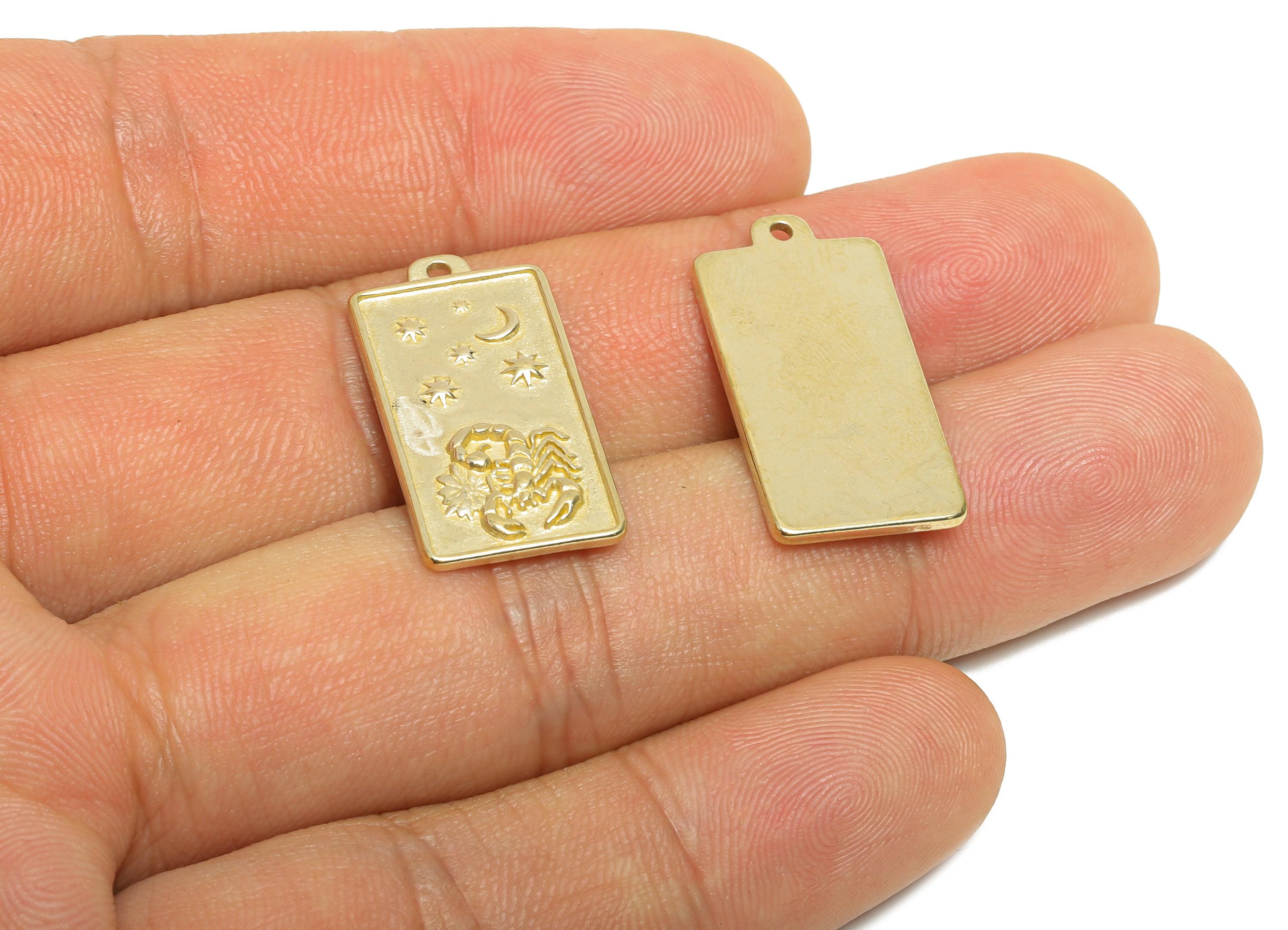 Scorpio Zodiac Rectangle Charm - Raw Brass Horoscopes Necklace Pendant - Astrology Good Lucky Charm - Jewelry Making - 24x12x1mm - PP11415 - DOMEDBAZAAR