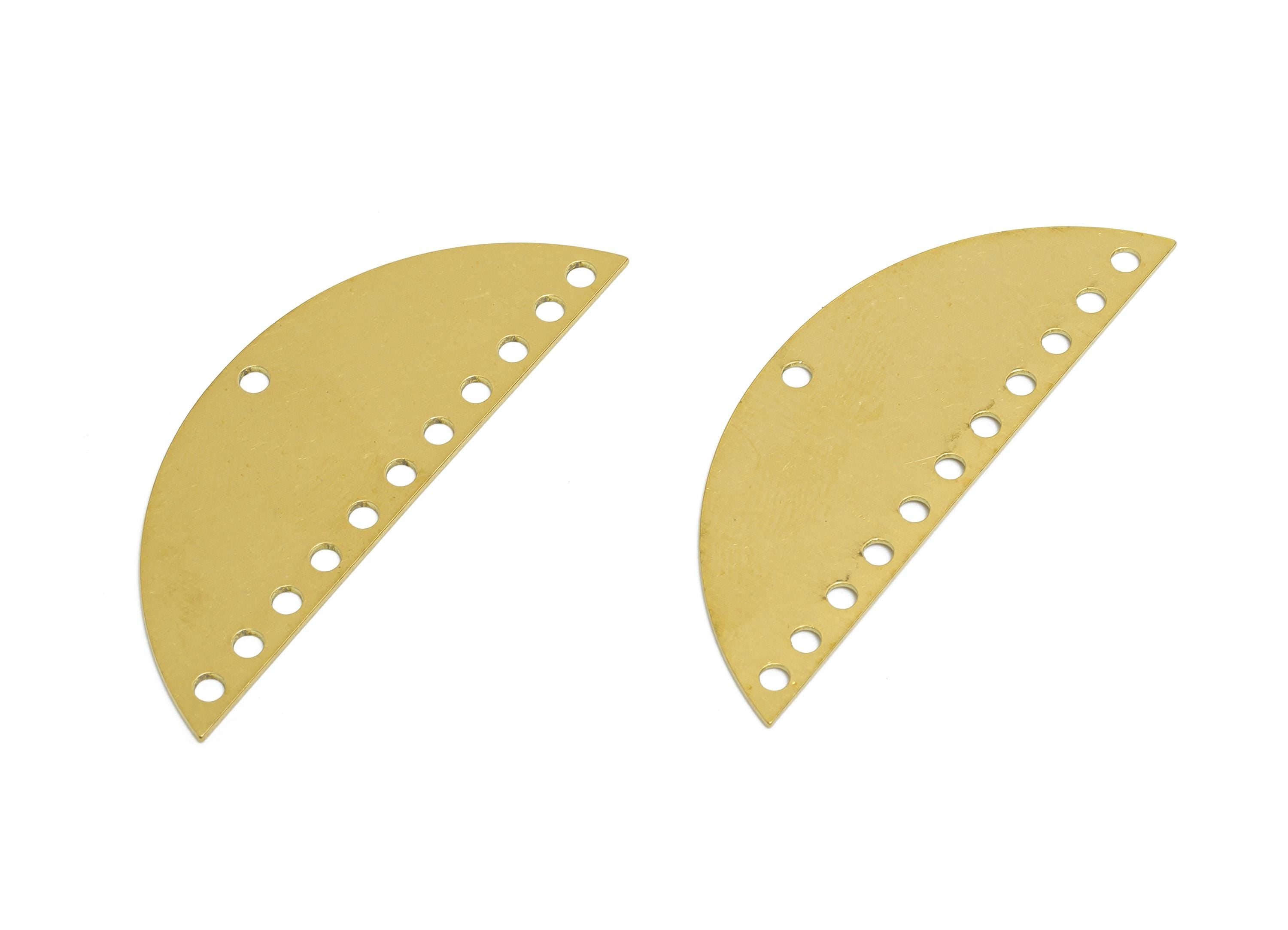 Brass Half Circle Connector - Raw Brass Semicircle Earring Base - Geometric Earring DIY Supply -Connector for Jewelry - 30x1x1mm - PP11407 - DOMEDBAZAAR