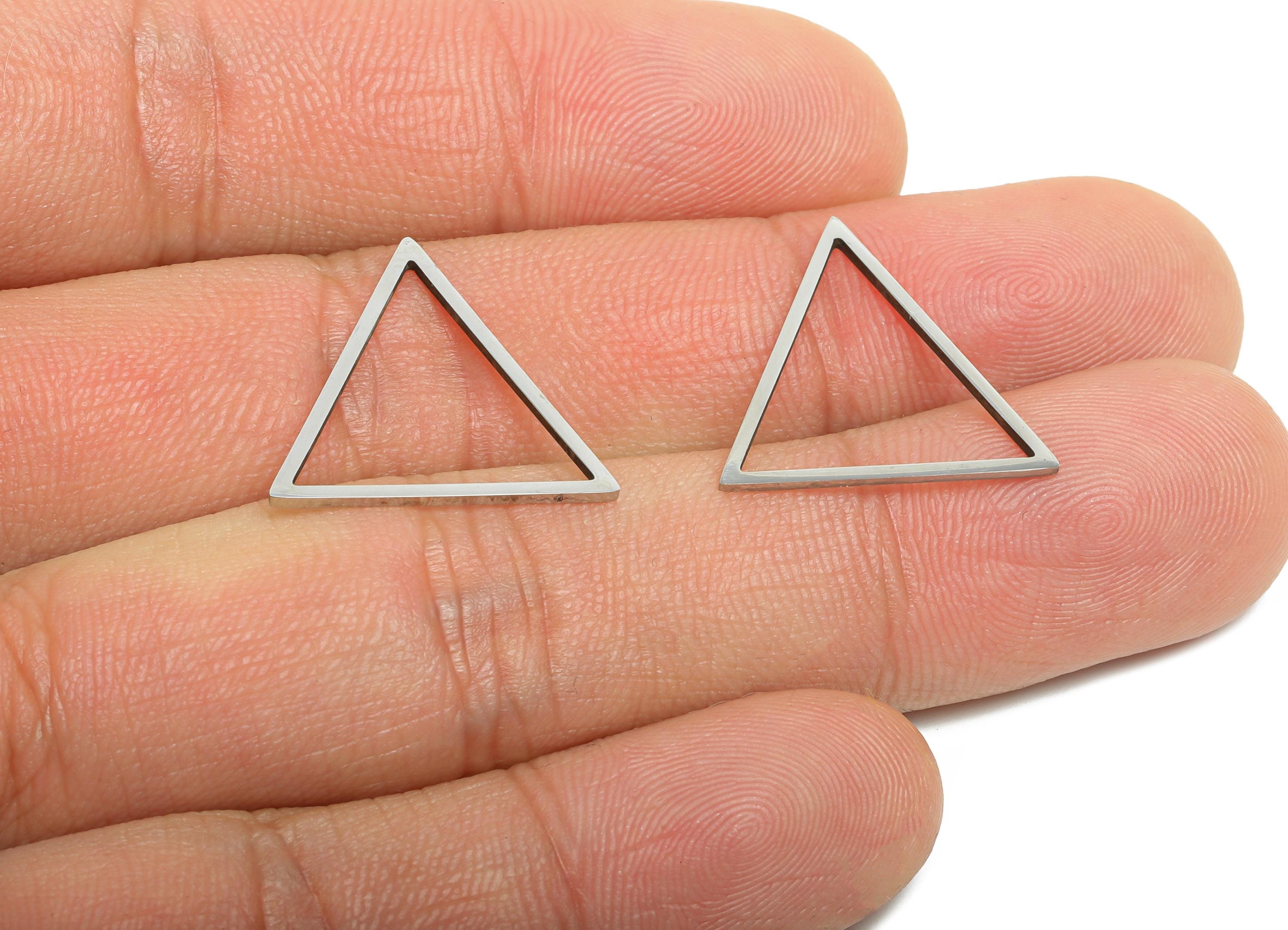 19mm Steel Triangle Ring Earring Charm - Geometric Jewelry Connector for DIY Making - Lightweight Hollow Charms - 19.77x19.4x0.8mm - SS2701 - DOMEDBAZAAR