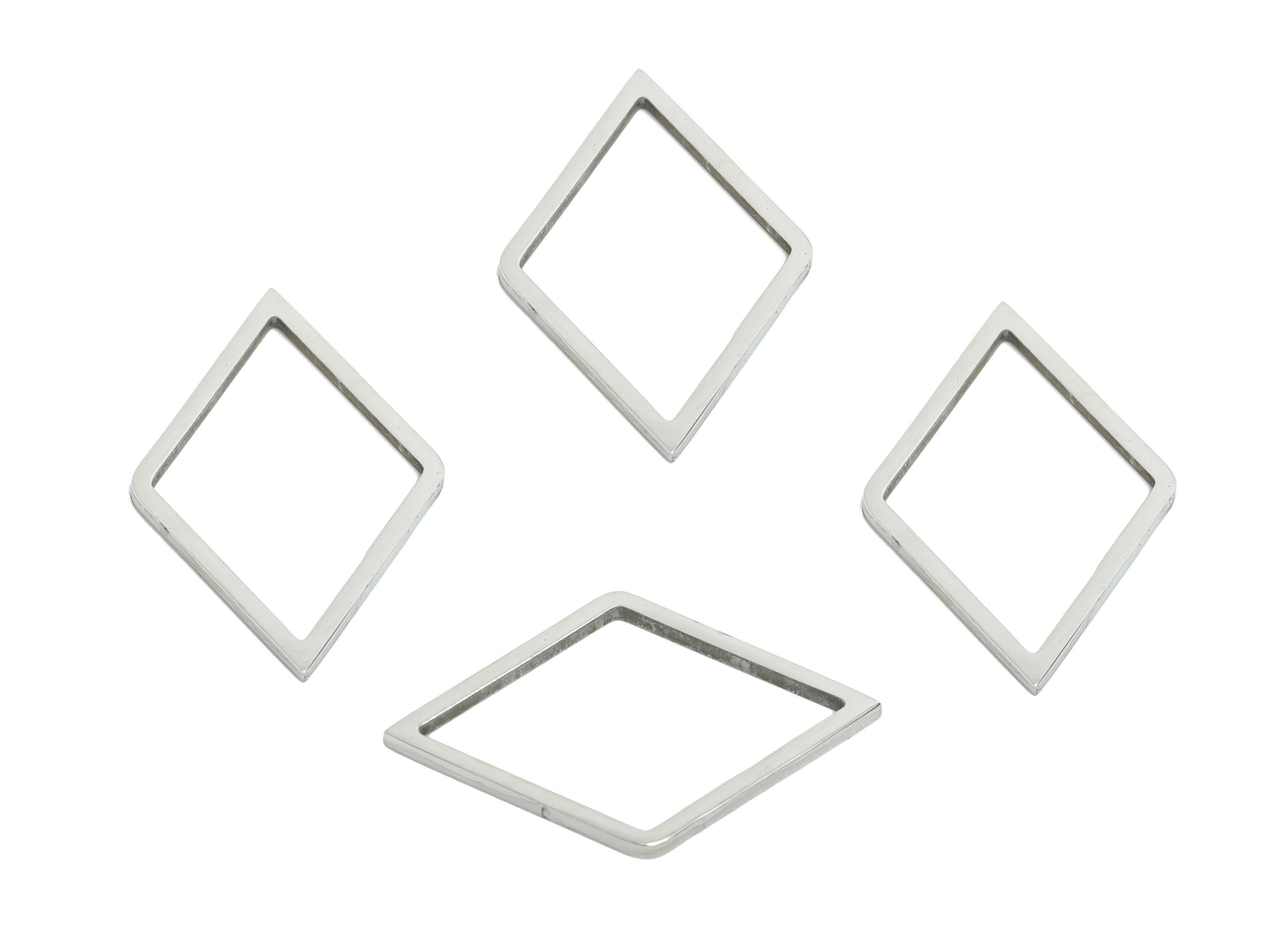 Stainless Steel Diamond Ring Earring Charm - Geometric Jewelry Connector for DIY Making - Hollow Metal DIY Jewelry - 20.7x13x0.8mm - SS2705 - DOMEDBAZAAR