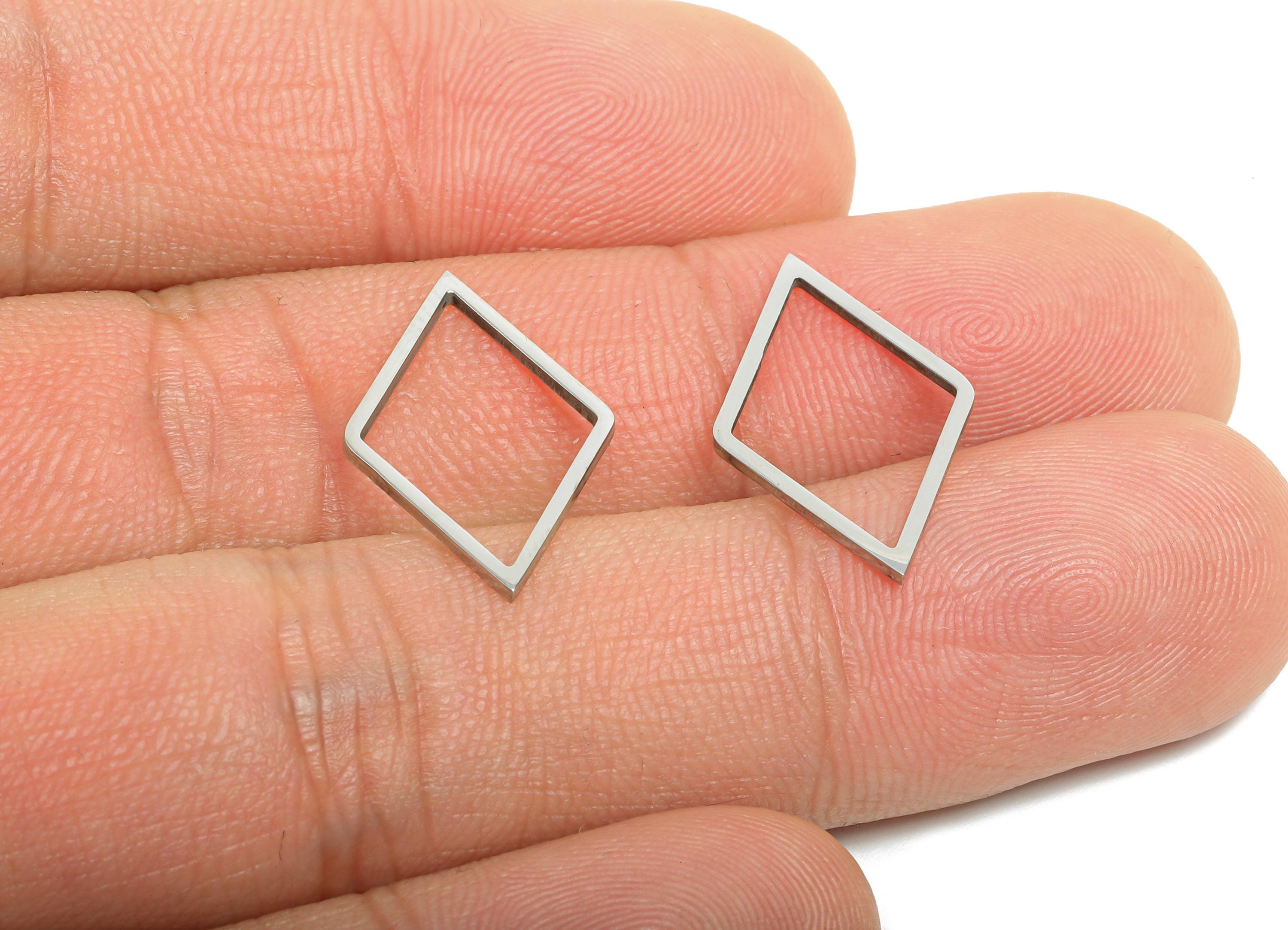 Stainless Steel Diamond Ring Earring Charm - Geometric Jewelry Connector for DIY Making - Hollow Metal DIY Jewelry - 20.7x13x0.8mm - SS2705 - DOMEDBAZAAR