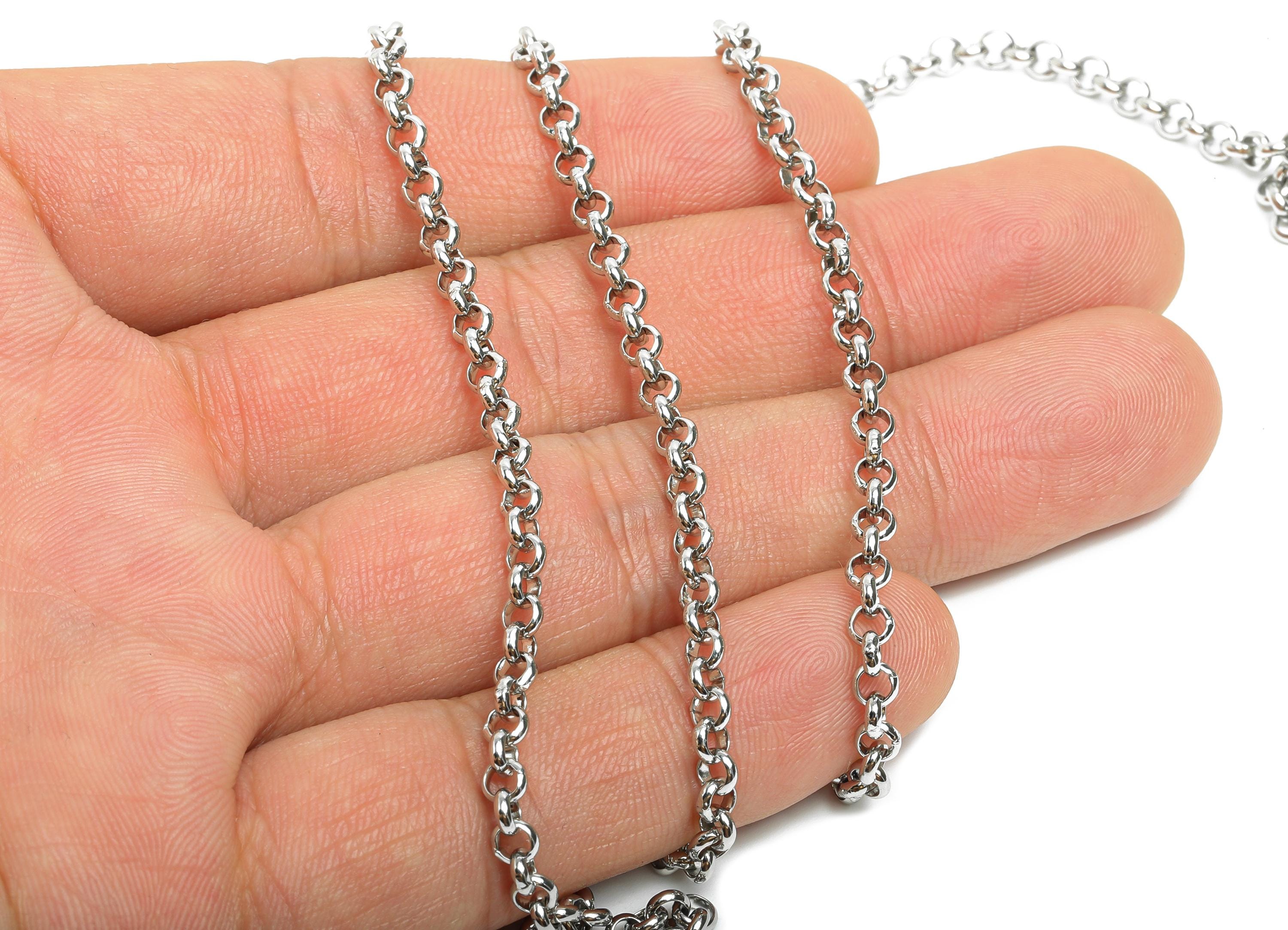 Steel Round Rolo Chain - 304 Stainless Steel - Metal Link Chain for Bracelet or Necklace - DIY Jewelry Making - Soldered Link Chain - SS2659