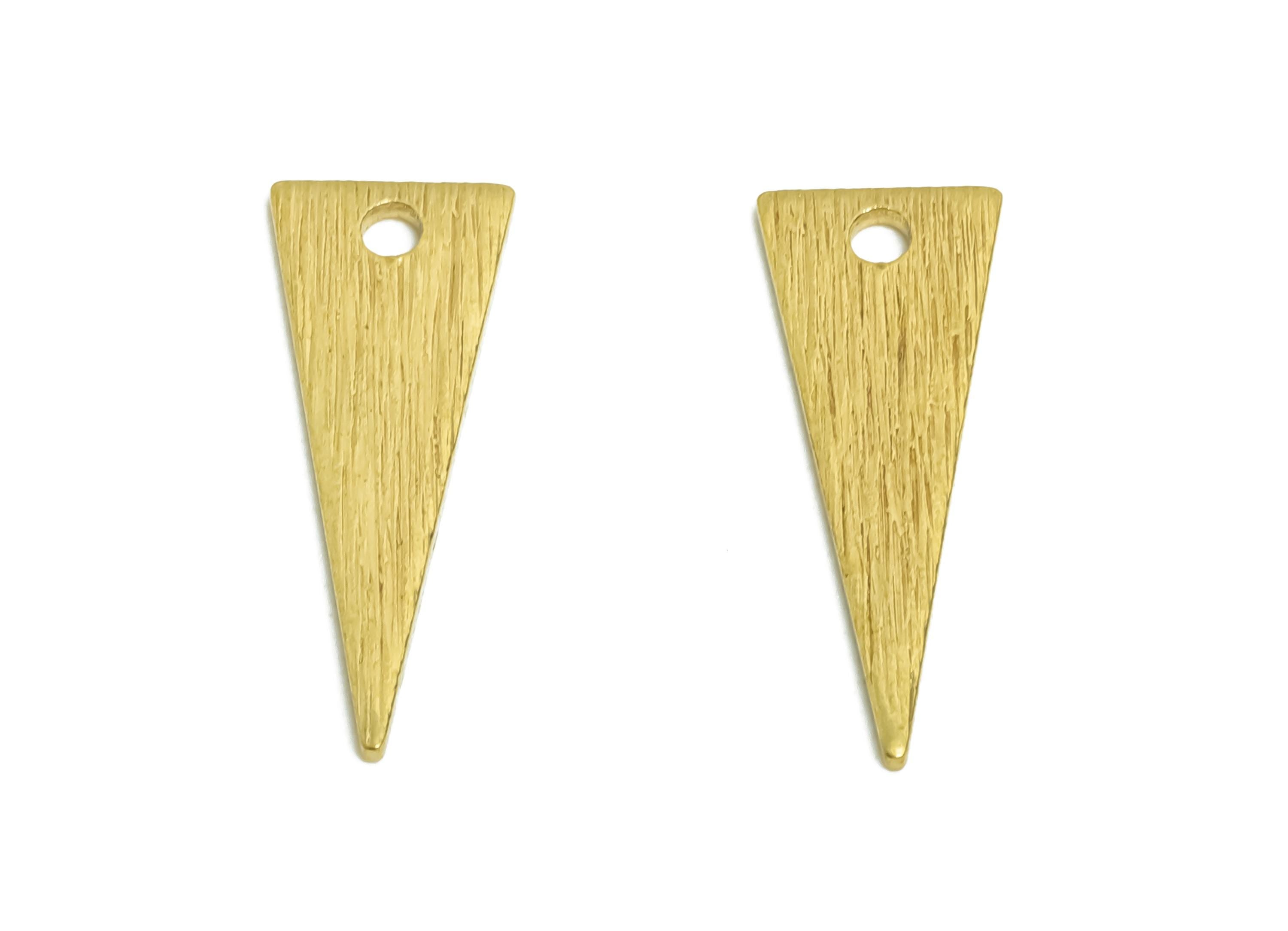 Brass Triangle Earring Charms - Raw Brass Textured Pendant - Geometric DIY Jewelry Components - Earring Findings - 16.9x6.4x0.8mm - PP11391 - DOMEDBAZAAR