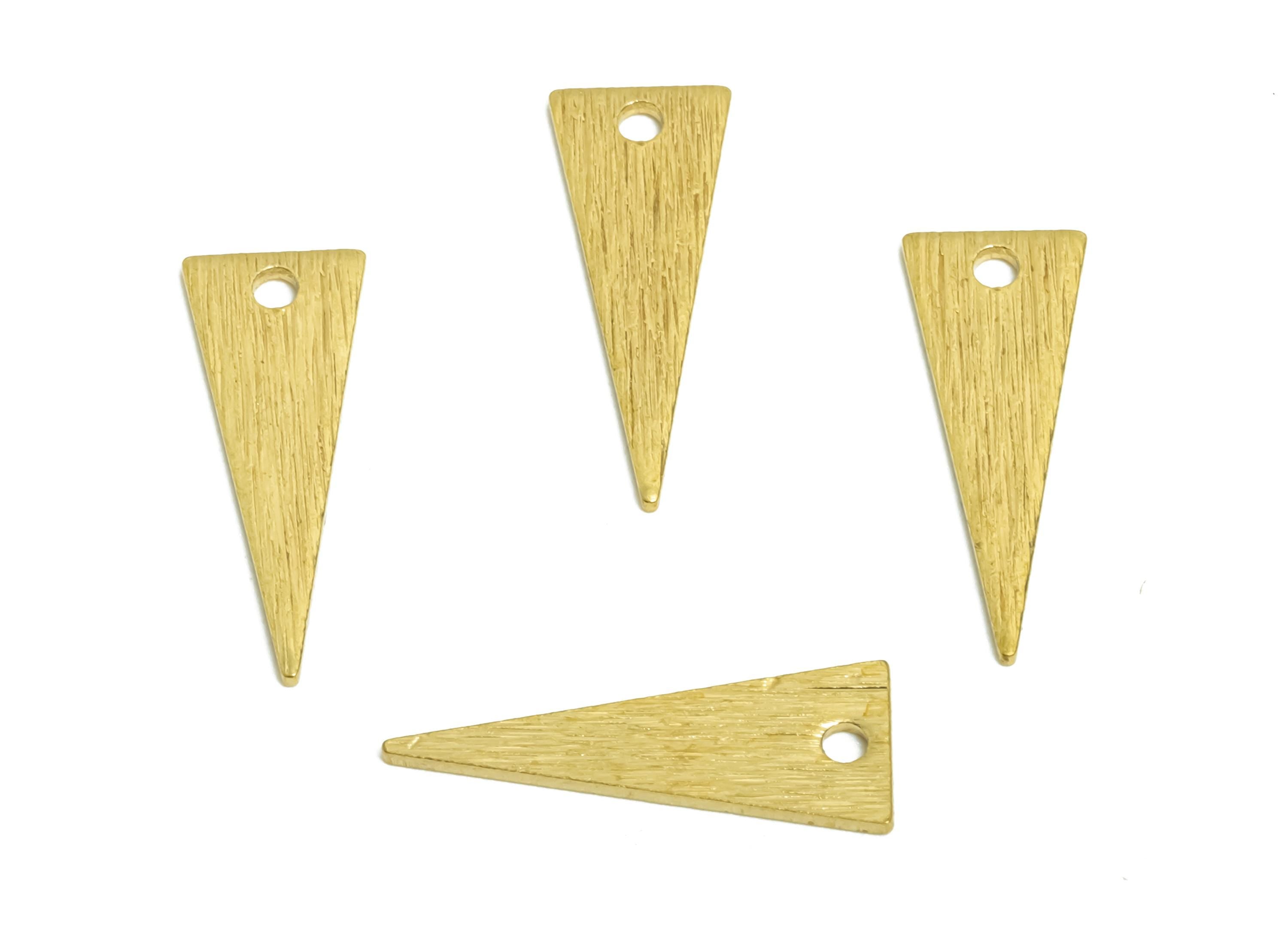 Brass Triangle Earring Charms - Raw Brass Textured Pendant - Geometric DIY Jewelry Components - Earring Findings - 16.9x6.4x0.8mm - PP11391 - DOMEDBAZAAR