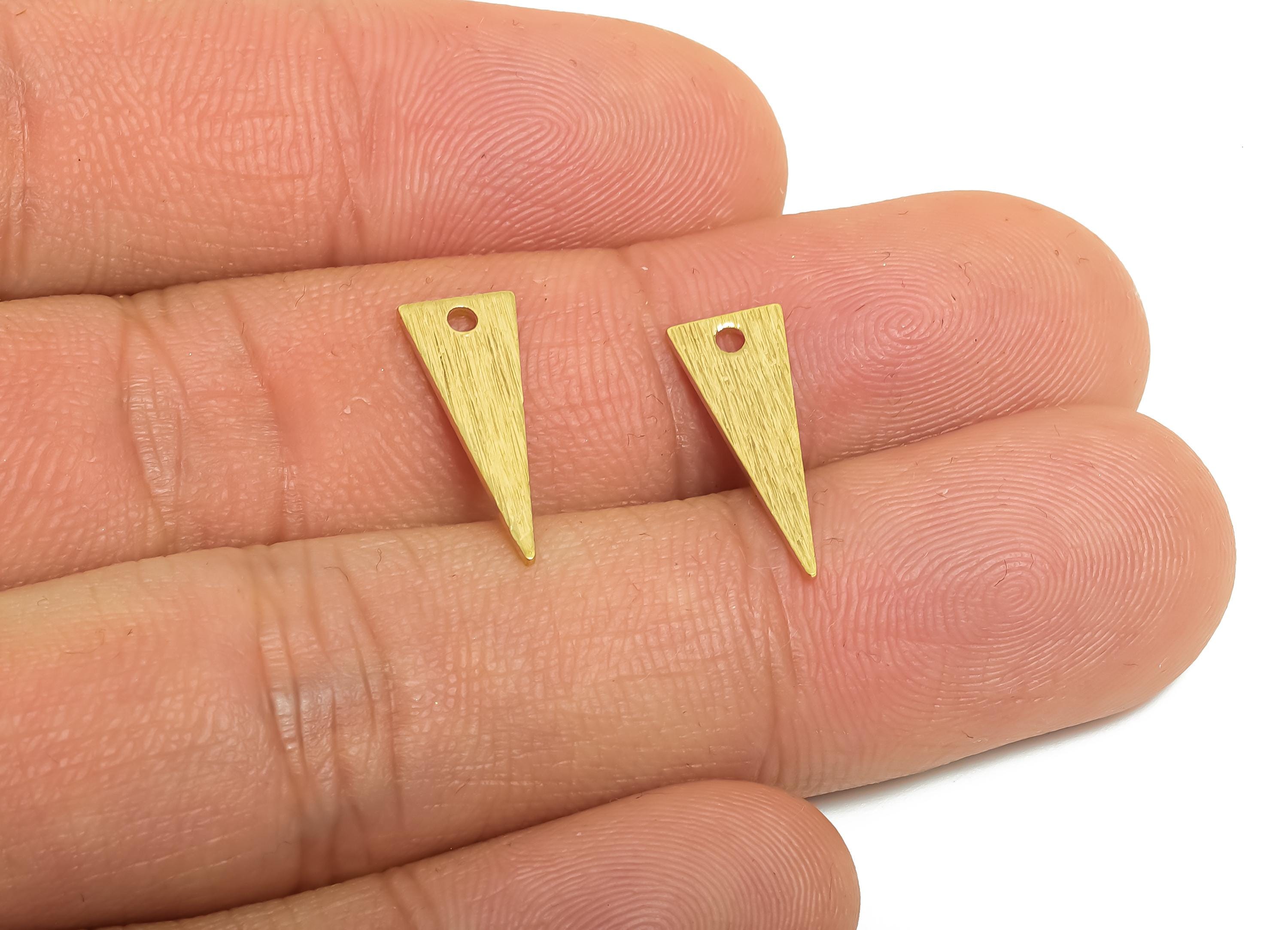 Brass Triangle Earring Charms - Raw Brass Textured Pendant - Geometric DIY Jewelry Components - Earring Findings - 16.9x6.4x0.8mm - PP11391 - DOMEDBAZAAR
