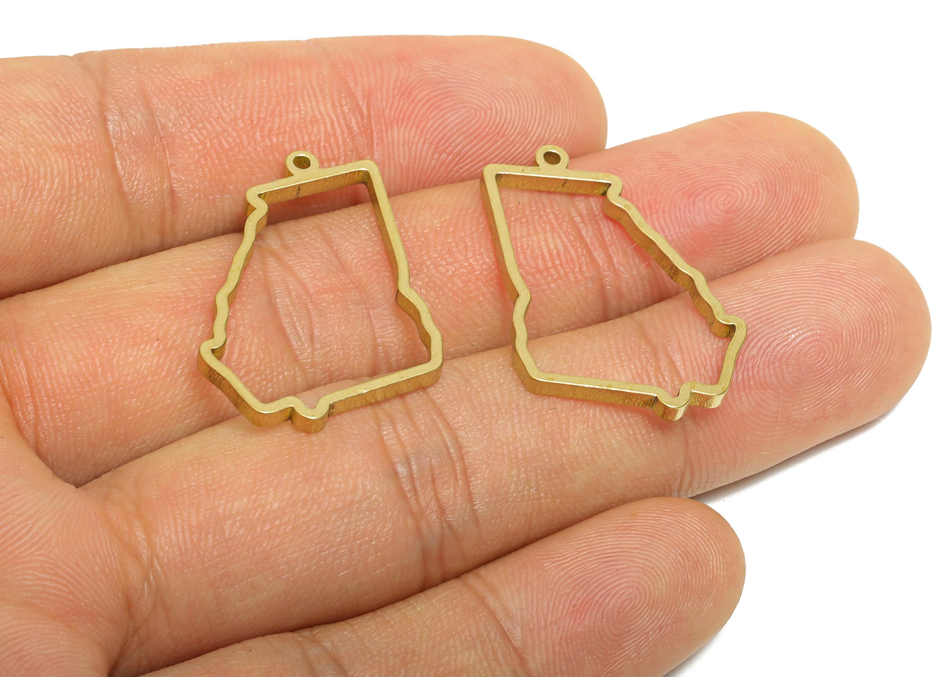 Brass USA State Outline Pendant - Raw Brass Georgia State Charm - Modern Outline Pendant - Brass Pendant For Necklace - 27x20x2mm - PP11405 - DOMEDBAZAAR