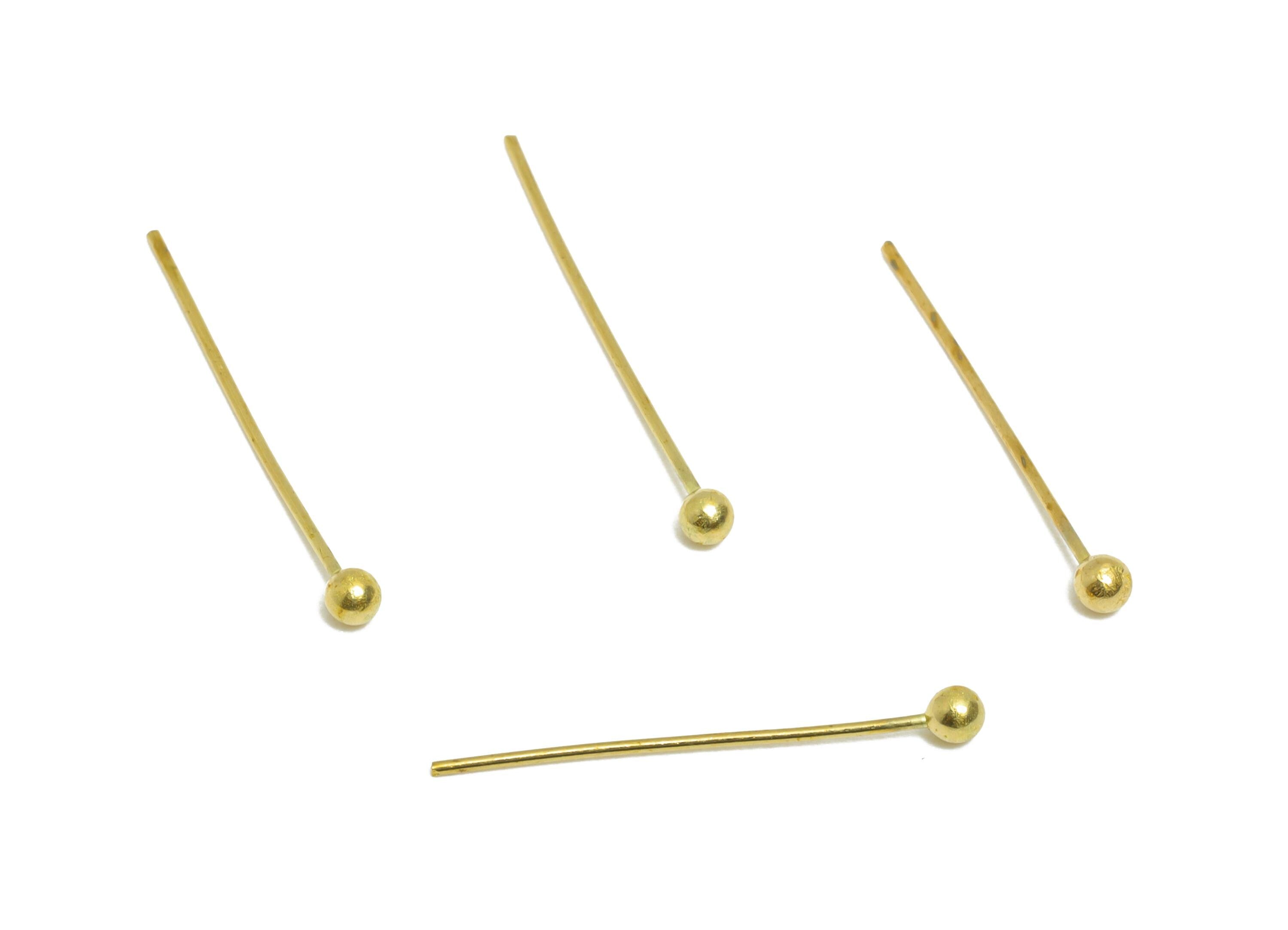 0.5*16*2mm Ball Headpin - Raw Brass Bead Stopper Pin - Metal Headpin - Wire Pin for Jewelry - Bead Making for Handmade Creation - PP11421-16