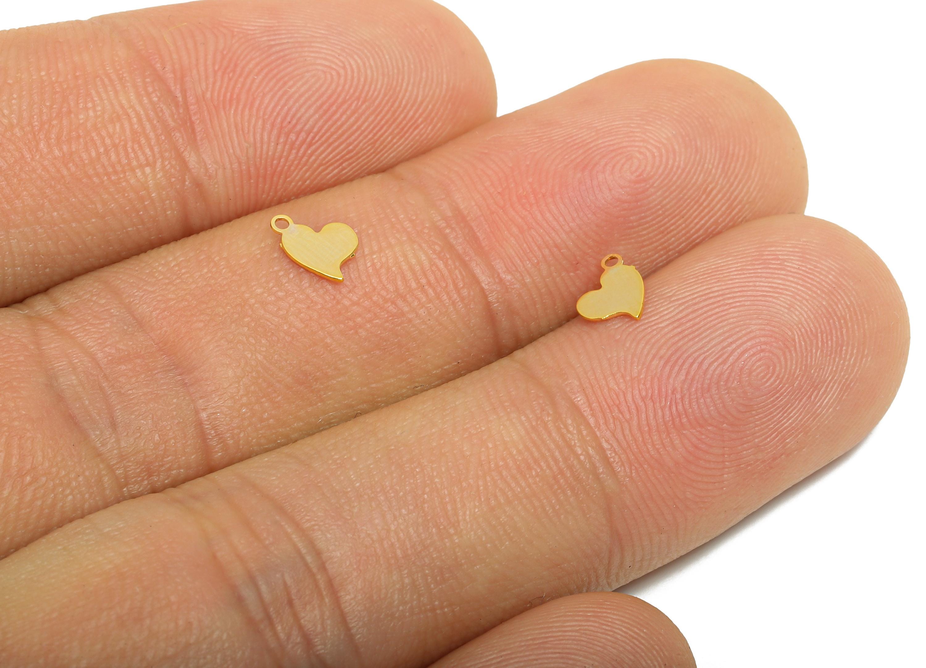 Gold Brass Heart Tag - Extender Chain Ends - Bracelet Chain Ends Tags - Necklace End Tags - 18K Real Gold Plated - 6.5x4.7x0.3mm - RGP11050 - DOMEDBAZAAR