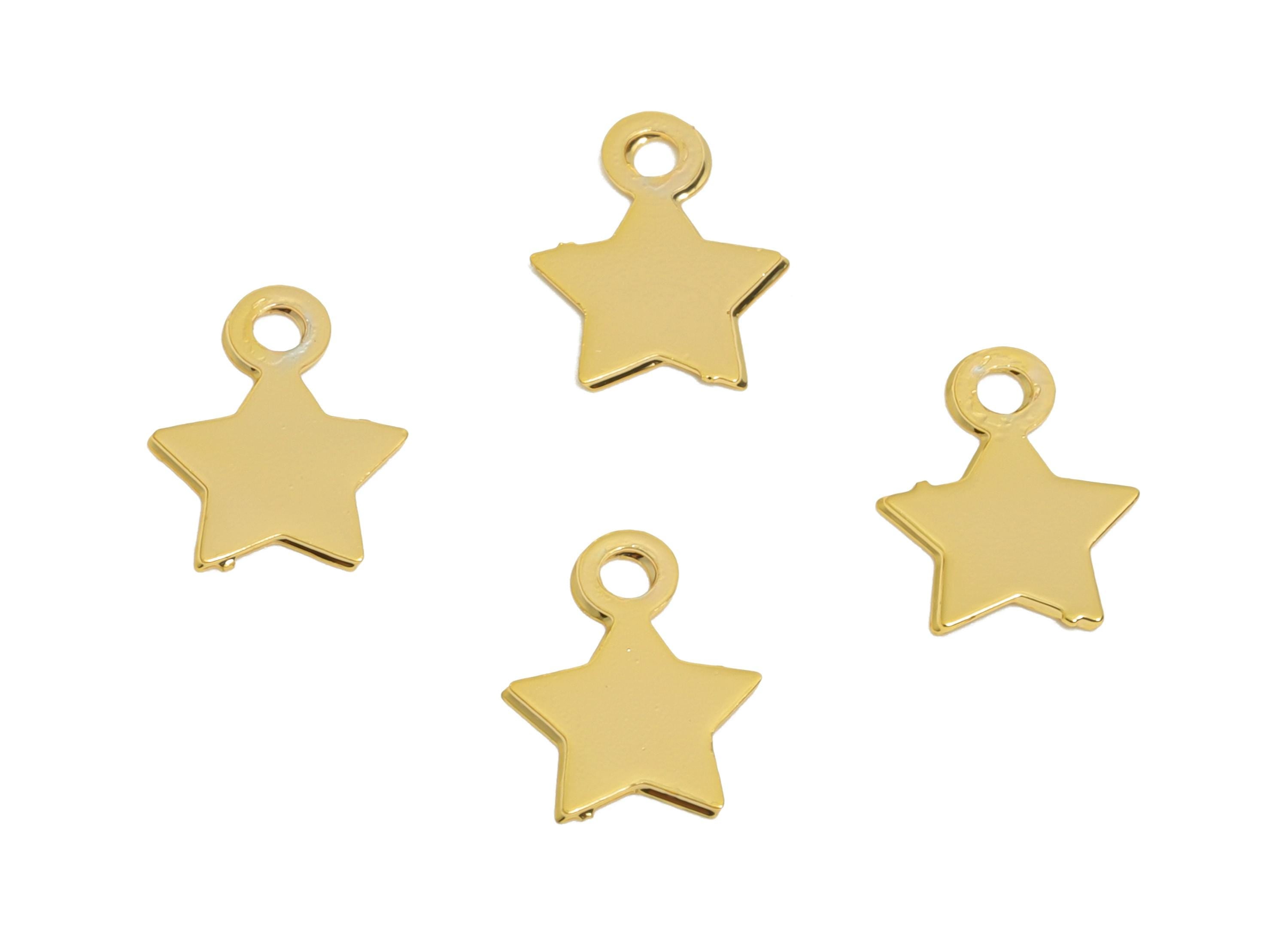Gold Brass Star Tag - Extender Chain Ends - Bracelet Chain Ends Tags - Necklace End Tags - 18K Real Gold Plated - 6.9x5.5x0.3mm -RGP11051 - DOMEDBAZAAR