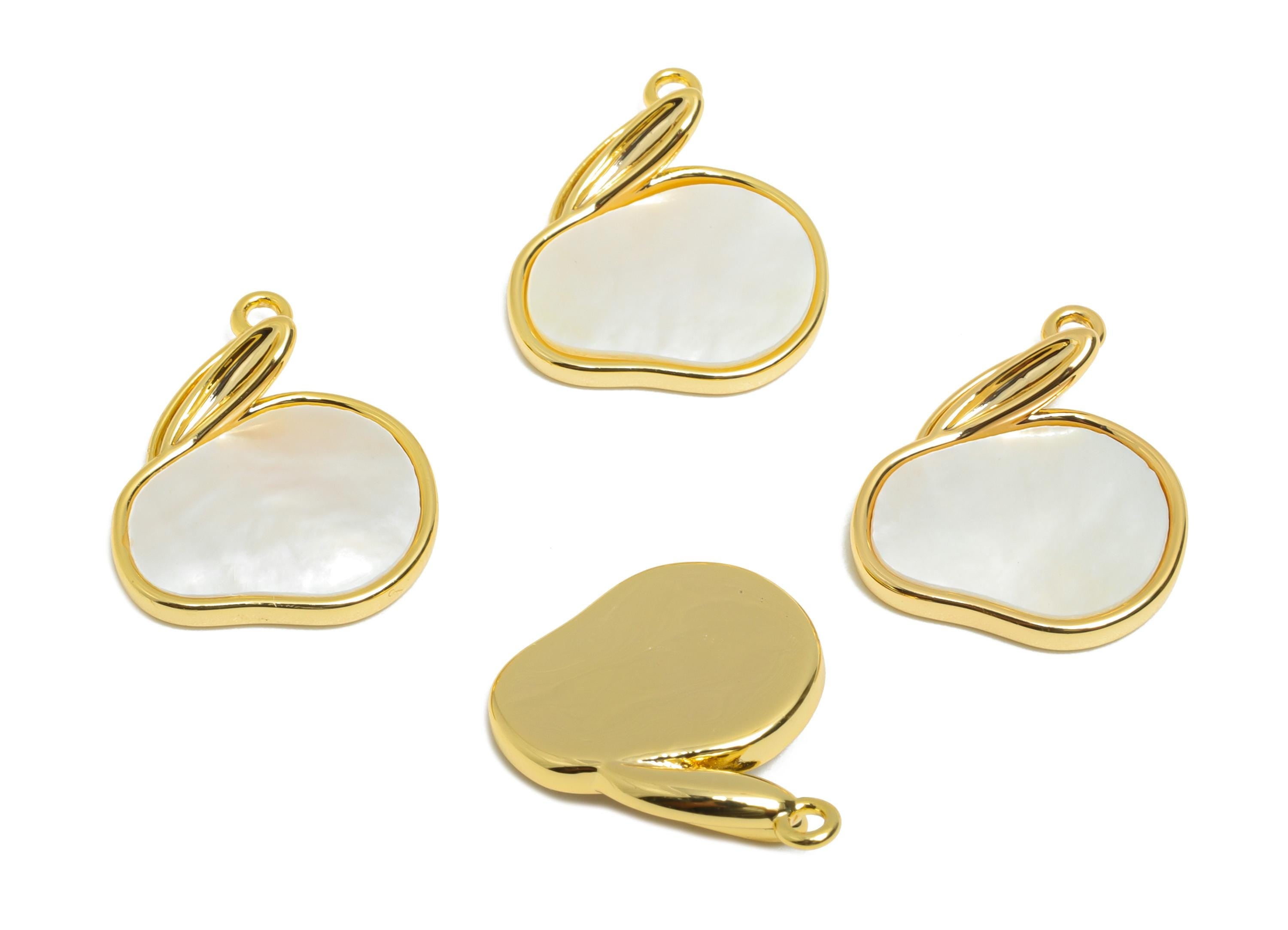 Brass Shell Charm Pendant - Irregular Gold Frame Charm - Abstract Shell Jewelry For Necklace - 18K Real Gold Plated - 25x11x4mm -RGP11030 - DOMEDBAZAAR