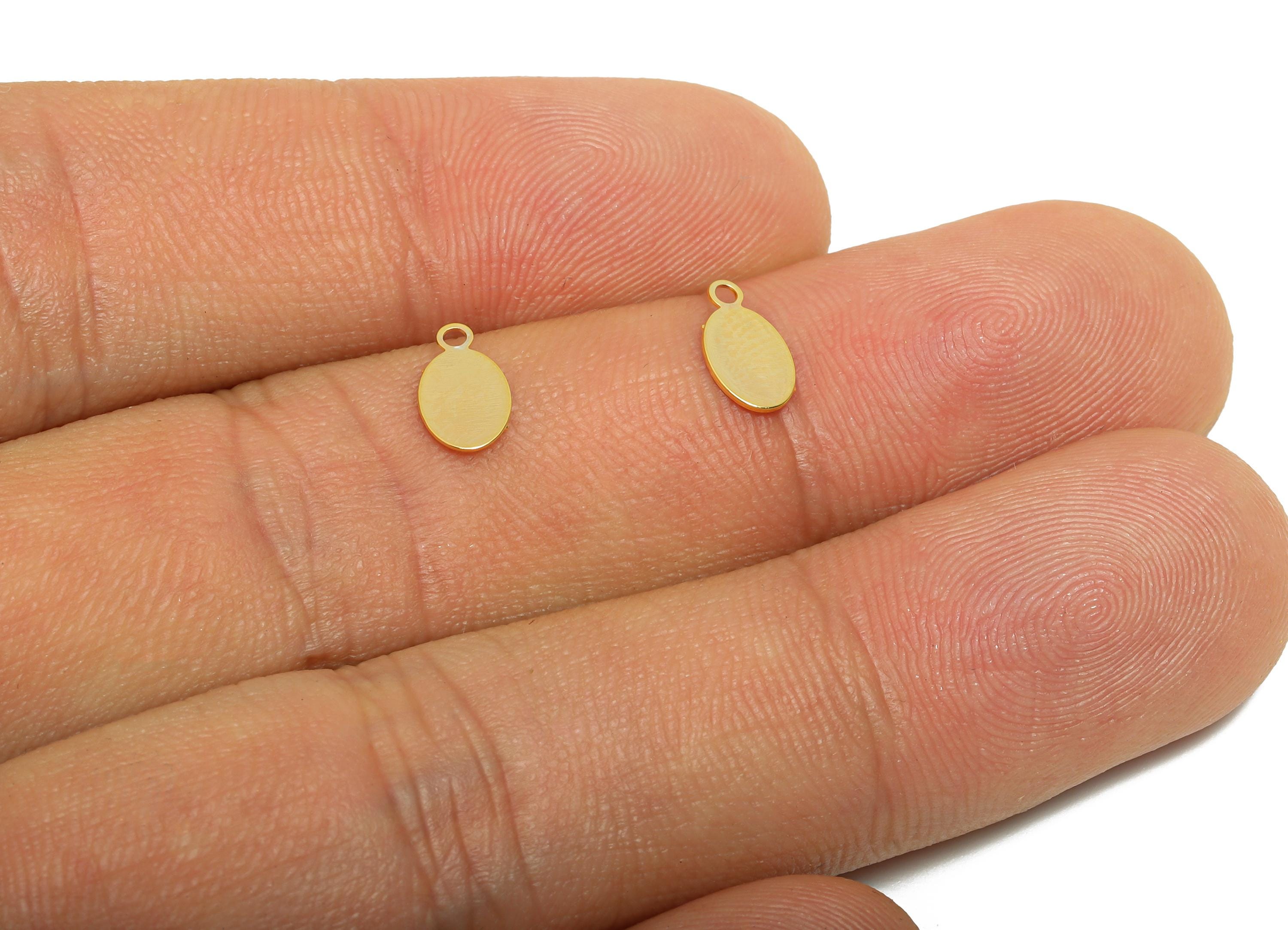 Gold Brass Oval Tag - Extender Chain Ends - Bracelet Chain Ends Tags - Necklace End Tags - 18K Gold Plated - 8.7x4.85x0.3mm - RGP11054 - DOMEDBAZAAR