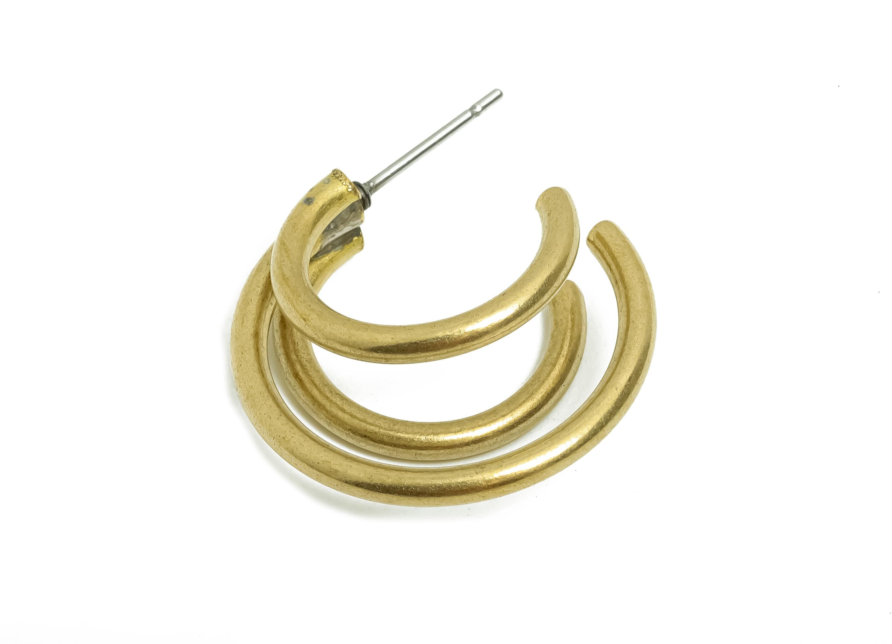 Brass Hoop Earring Post - Open Hoop C Stud Earring - Double Hoop Earring Stud - Everyday Earring - Lightweight Jewelry - 41x31x2mm - PP11209 - DOMEDBAZAAR