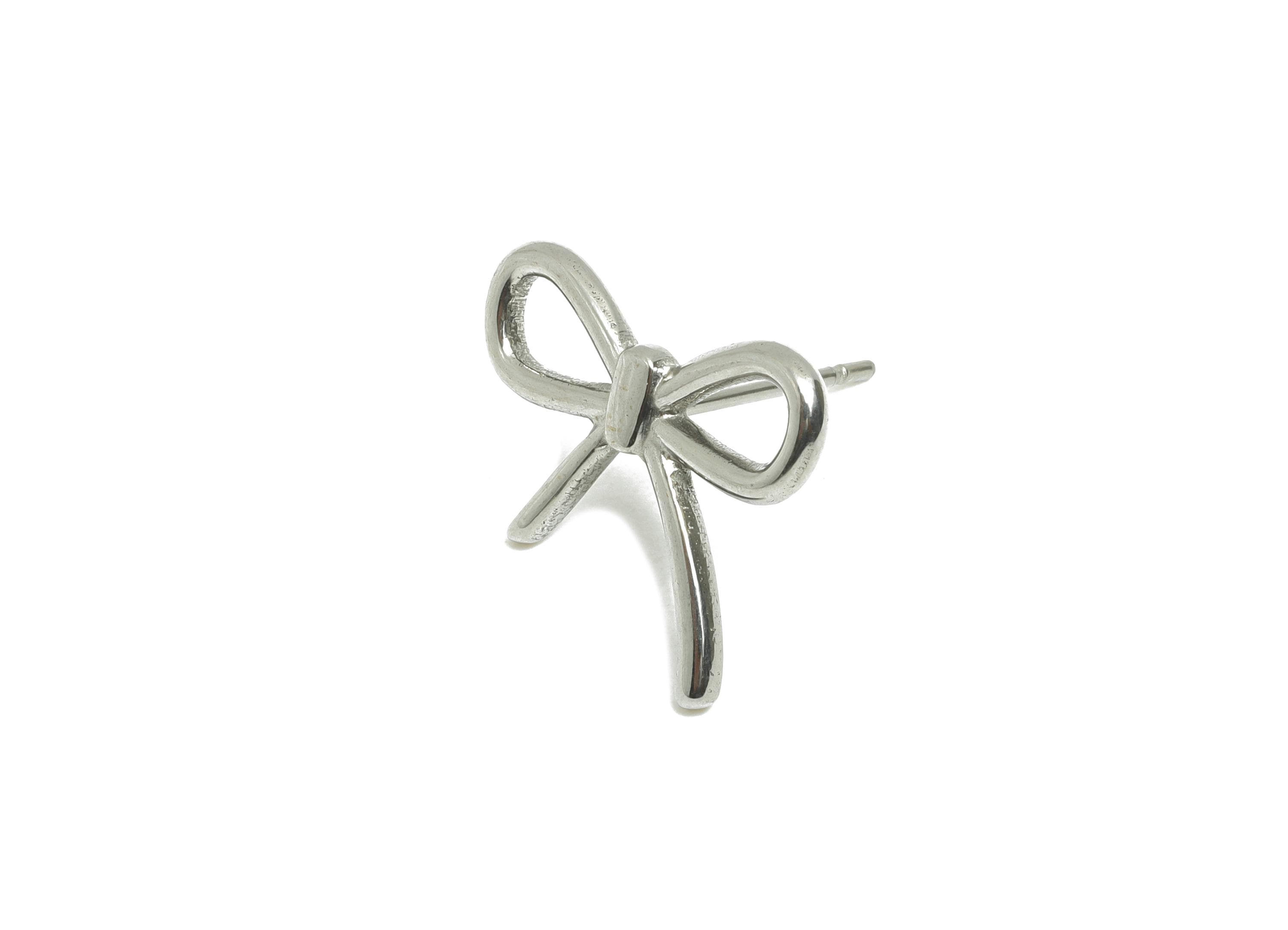 Steel Bow Wire Stud Earring - Steel Butterfly Bow Jewelry - Steel Modern Bow Earring Post - Stainless Steel Post - 14x17x1.63mm - SS2727 - DOMEDBAZAAR
