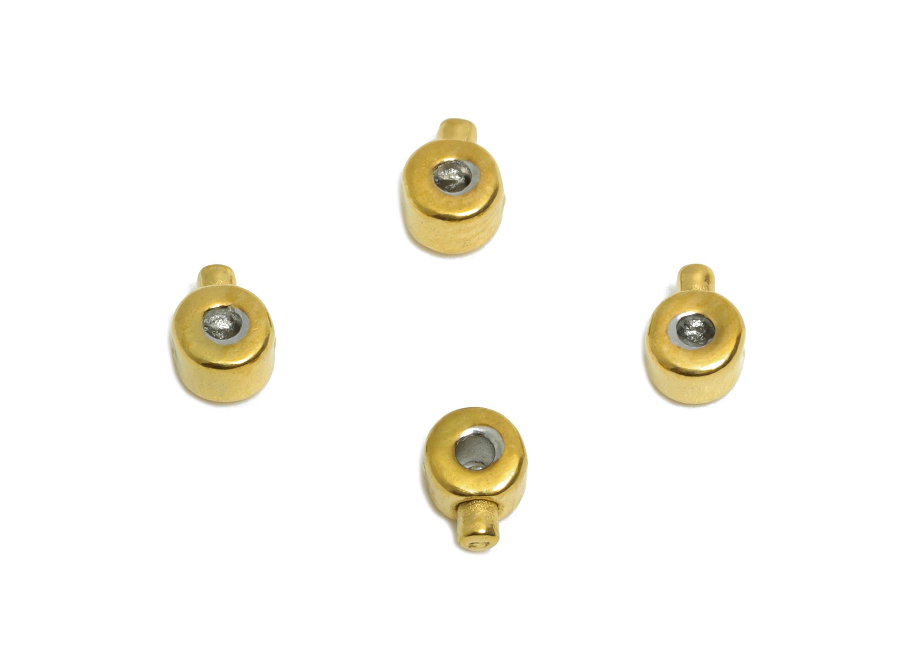 Steel Round Rubber - Sliding Bead Nuts - Crimp End Bead - Necklace End - Bracelet End - Stopper Bead - 18K Vacuum Plated - 4x3x2mm-SS2709G