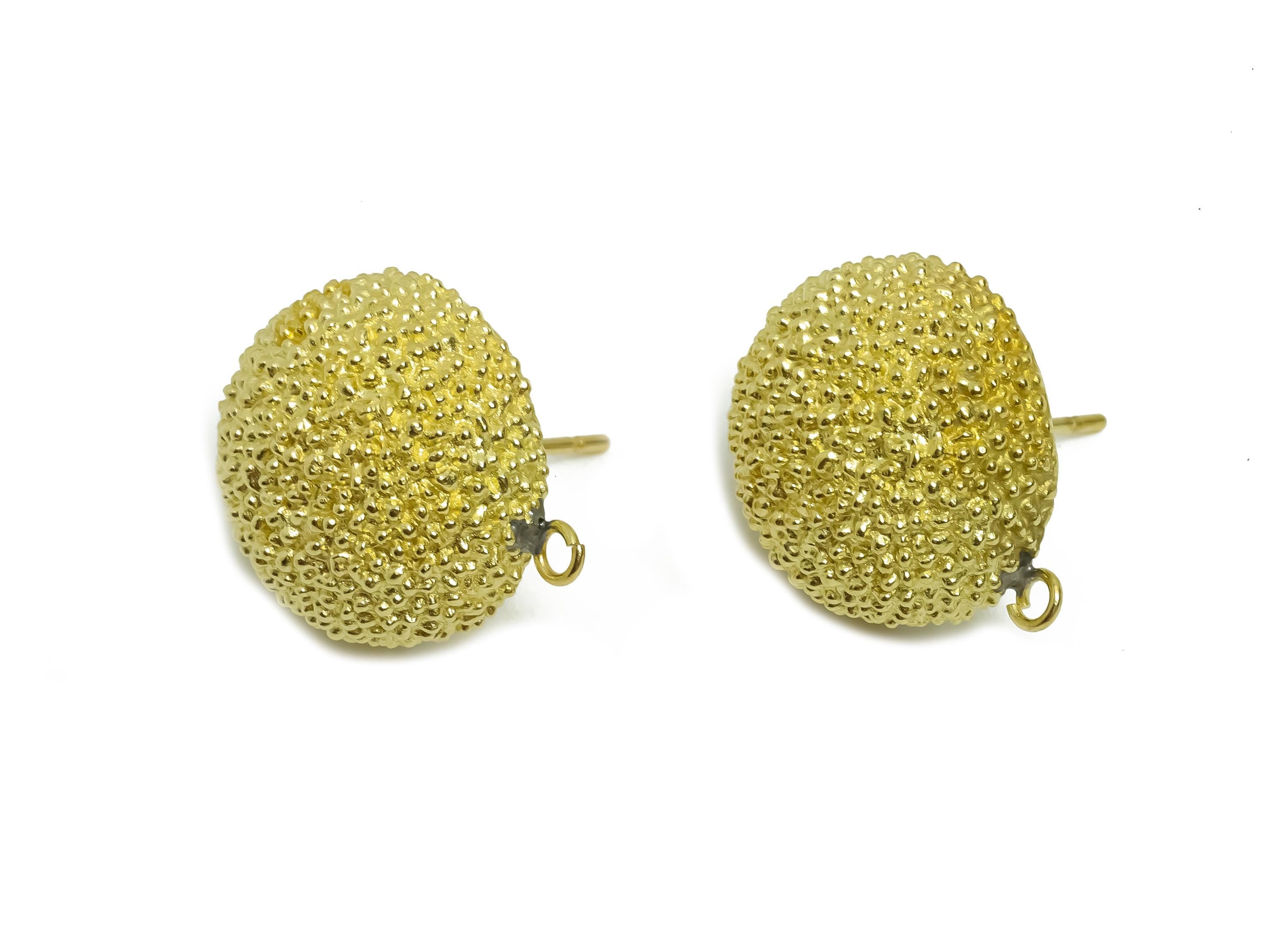 Brass Dome Stud Earring - Textured Earring With Loop - Modern Domed Earring Stud - Everyday Earring - DIY Dangle Stud - 16x14x1mm - PP11250 - DOMEDBAZAAR