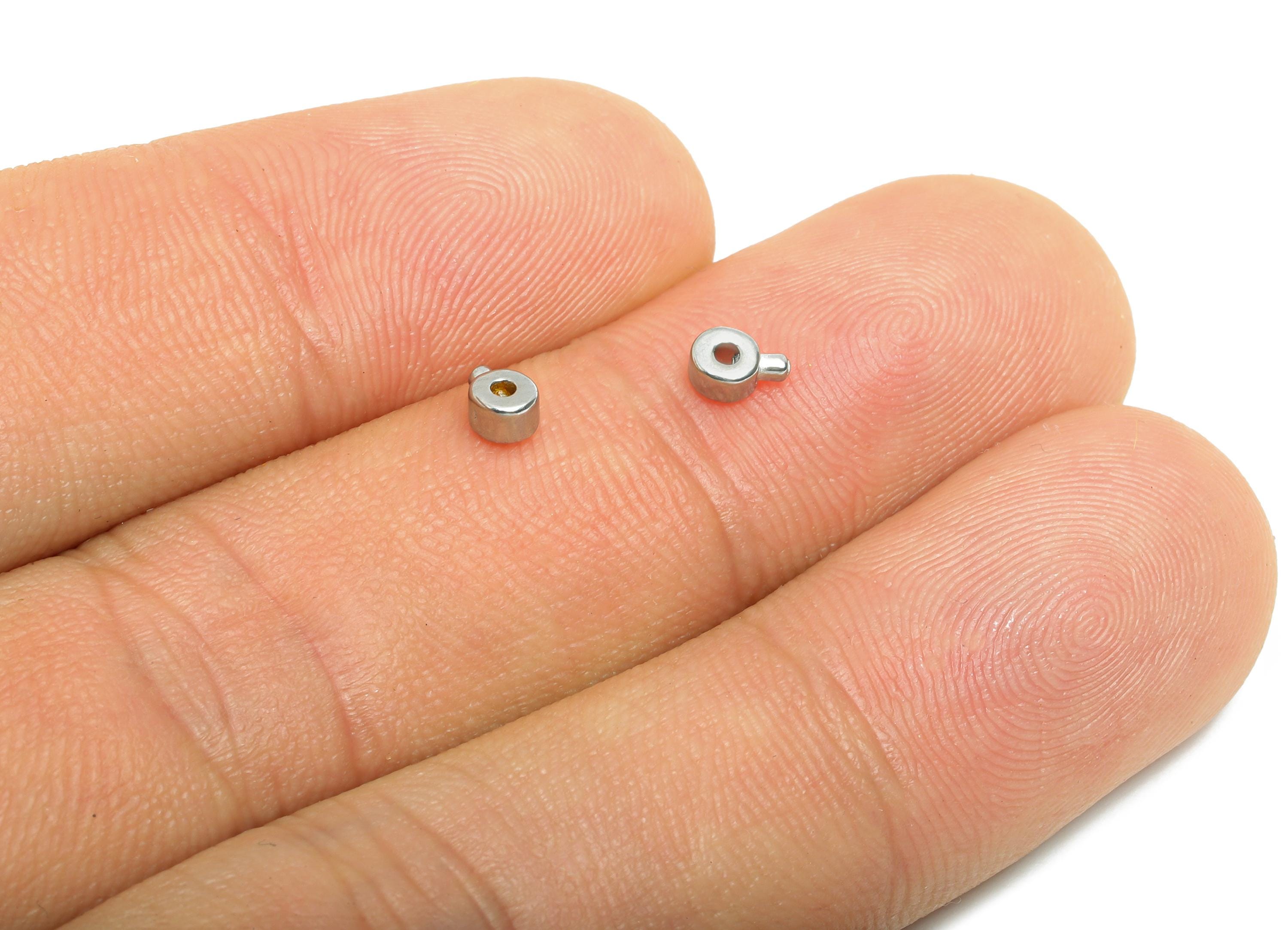 Steel Mini Round Rubber - Sliding Bead Nuts - Necklace End - Bracelet End - Crimp End Bead - Stopper Bead - Steel Finding - 4x3x2mm - SS2709 - DOMEDBAZAAR