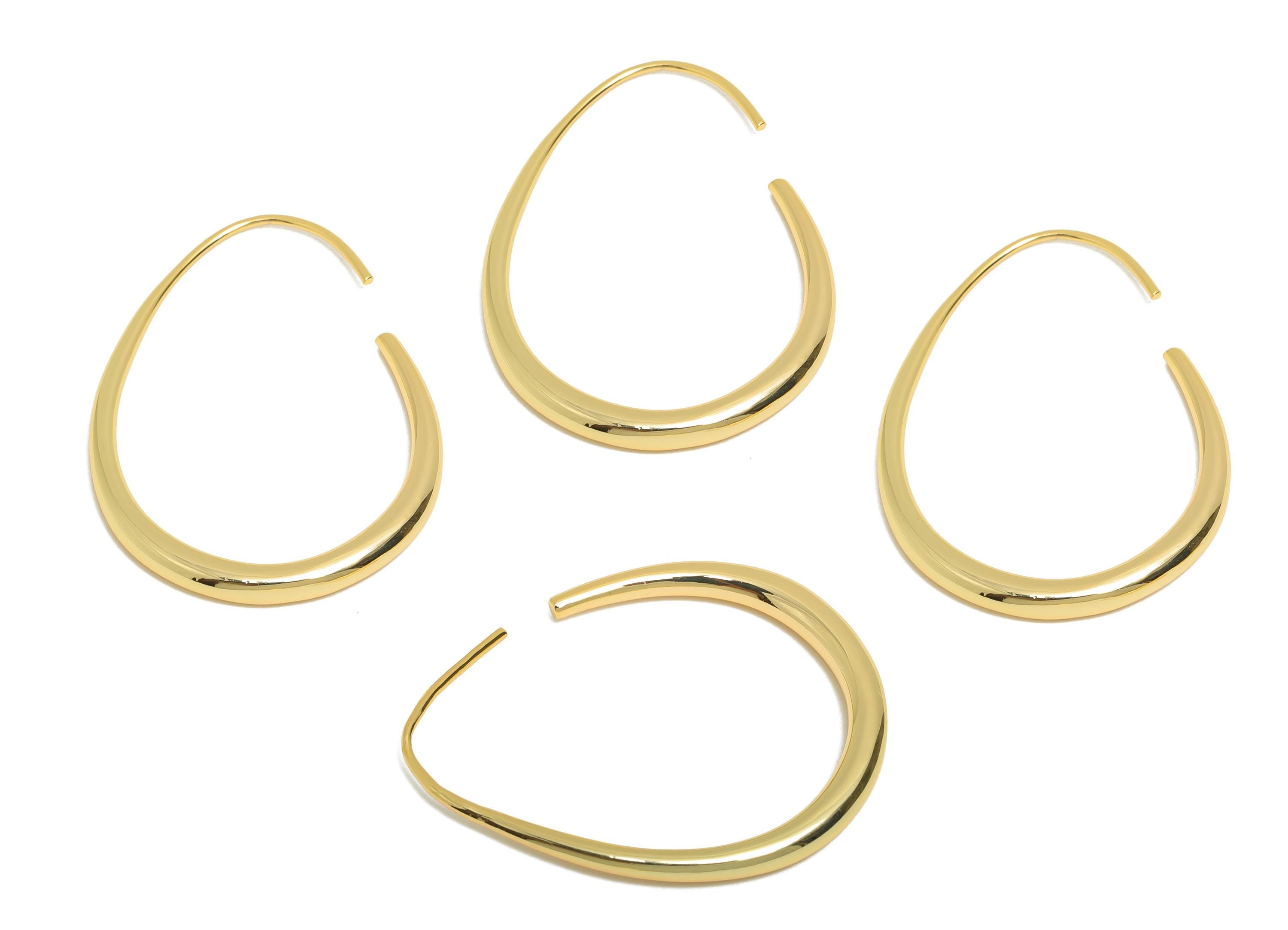 Brass Teardrop Hook Wire - Geometric Hook Earring Hook - Ear Hook Earring - Curved Earring Hook - 18K Real Gold Plated - 11x11x3mm-RGP11055 - DOMEDBAZAAR