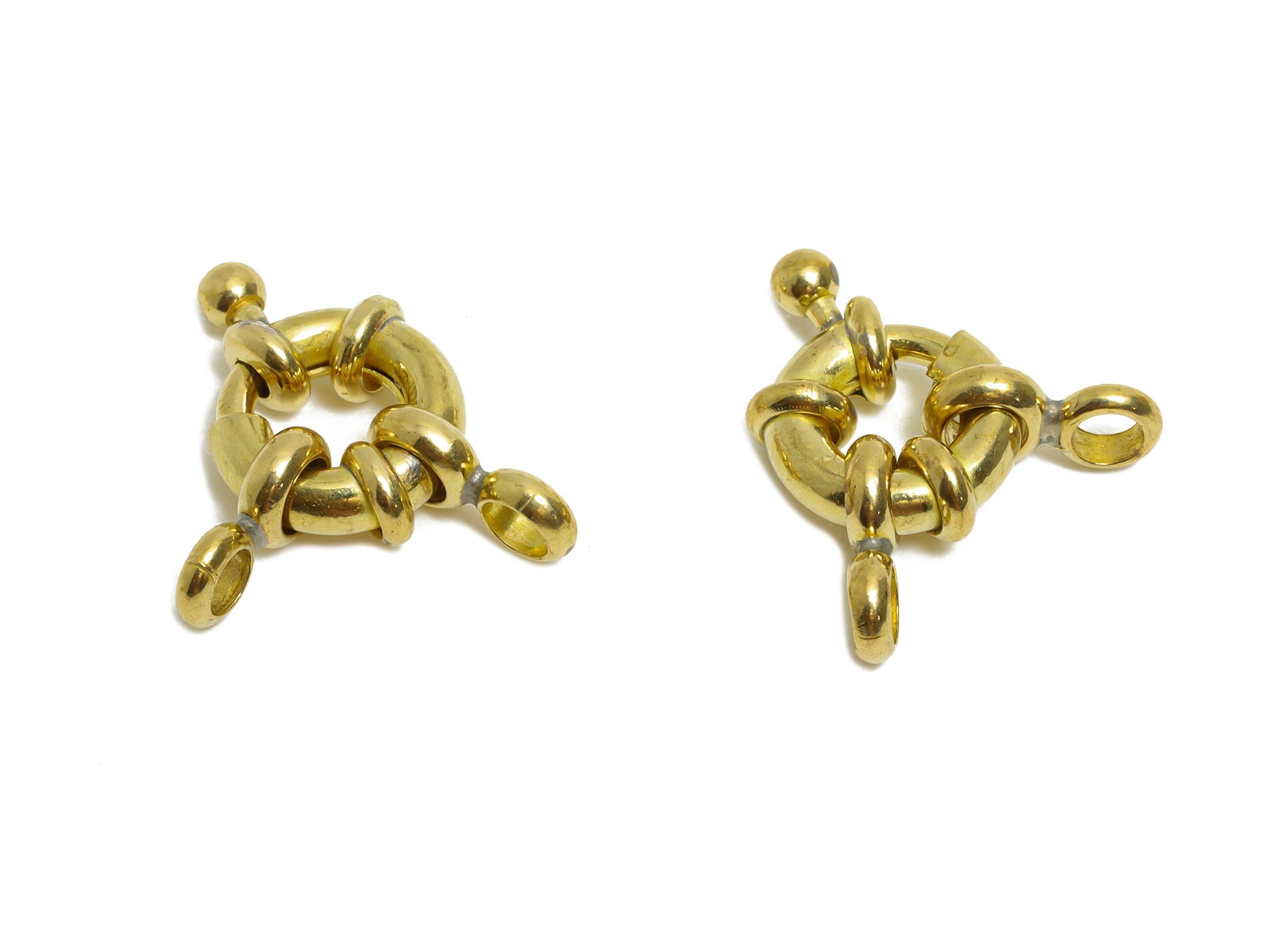 Raw Brass Round Spring Ring Clasp - Spring Ring Clasp with Loop - Chunky Lock Connector - Jewelry Making Supplies - 18x12.9x3.3mm - PP11422 - DOMEDBAZAAR