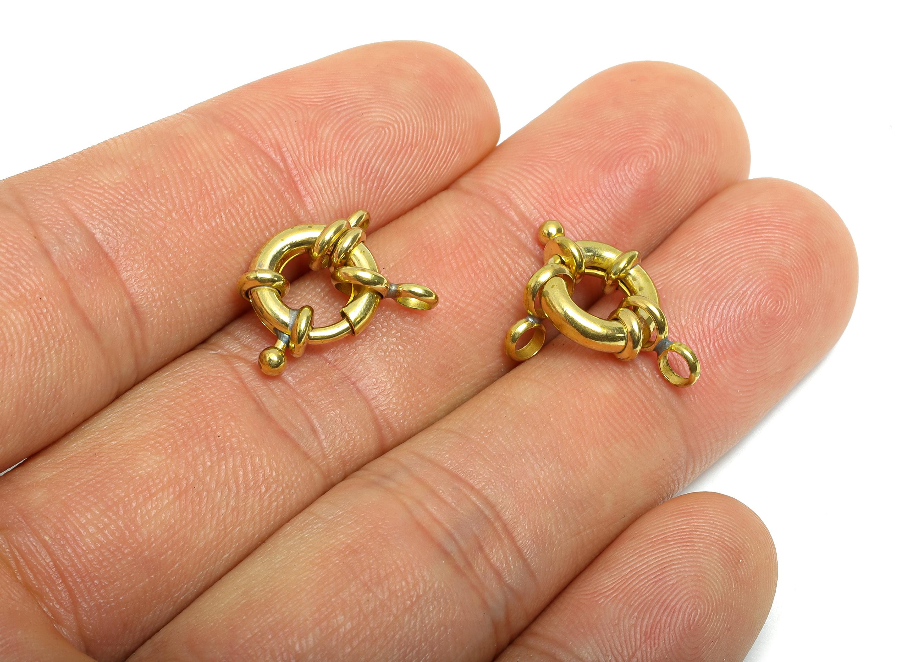 Raw Brass Round Spring Ring Clasp - Spring Ring Clasp with Loop - Chunky Lock Connector - Jewelry Making Supplies - 21.7x14.7x4.5mm -PP11423 - DOMEDBAZAAR