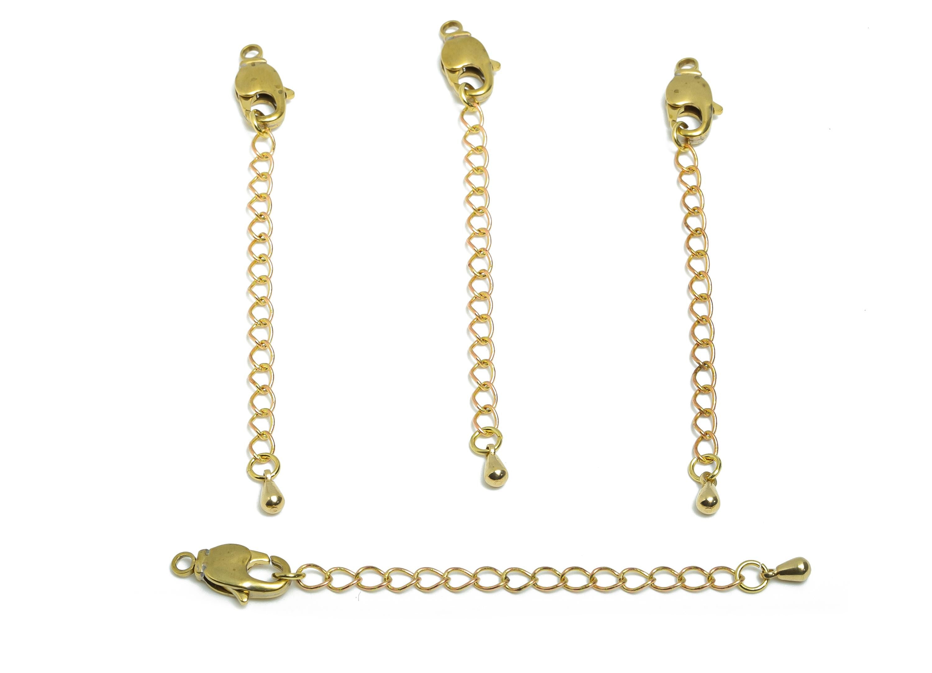 Raw Brass Extender Curb Chain - Extender Safety Clasp - Lobster Clasp - Extension Chain for Necklace - Parrot Clasps - 72x7x3mm - PP11408 - DOMEDBAZAAR