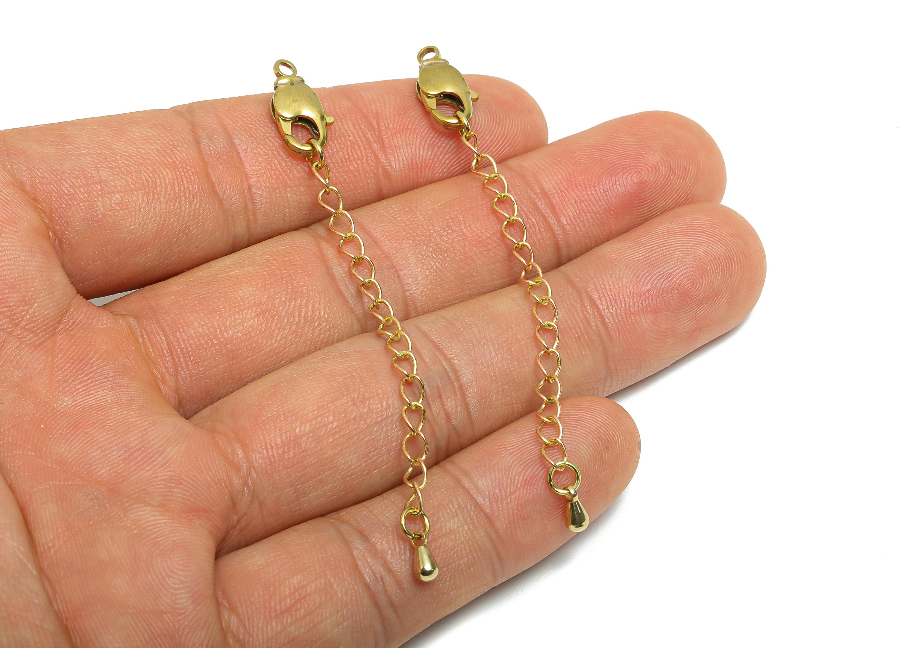 Raw Brass Extender Curb Chain - Extender Safety Clasp - Lobster Clasp - Extension Chain for Necklace - Parrot Clasps - 72x7x3mm - PP11408 - DOMEDBAZAAR