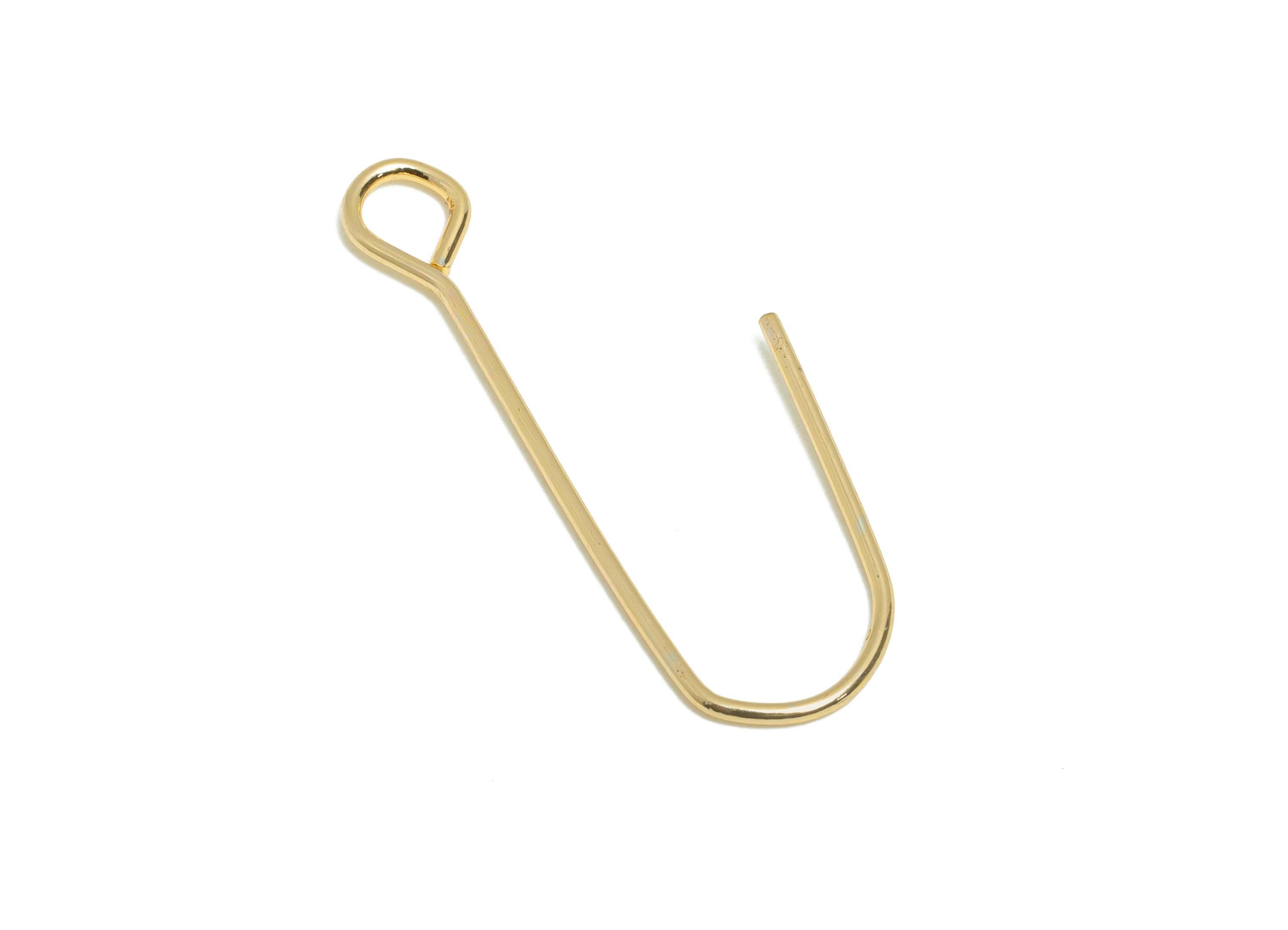 Brass Wire Hook - Metal Ear Wire Hook for Jewelry Making - Gold Hook Ear Wire for Earring - 18K Real Gold Plated - 26x7.87x0.65mm - RGP11065
